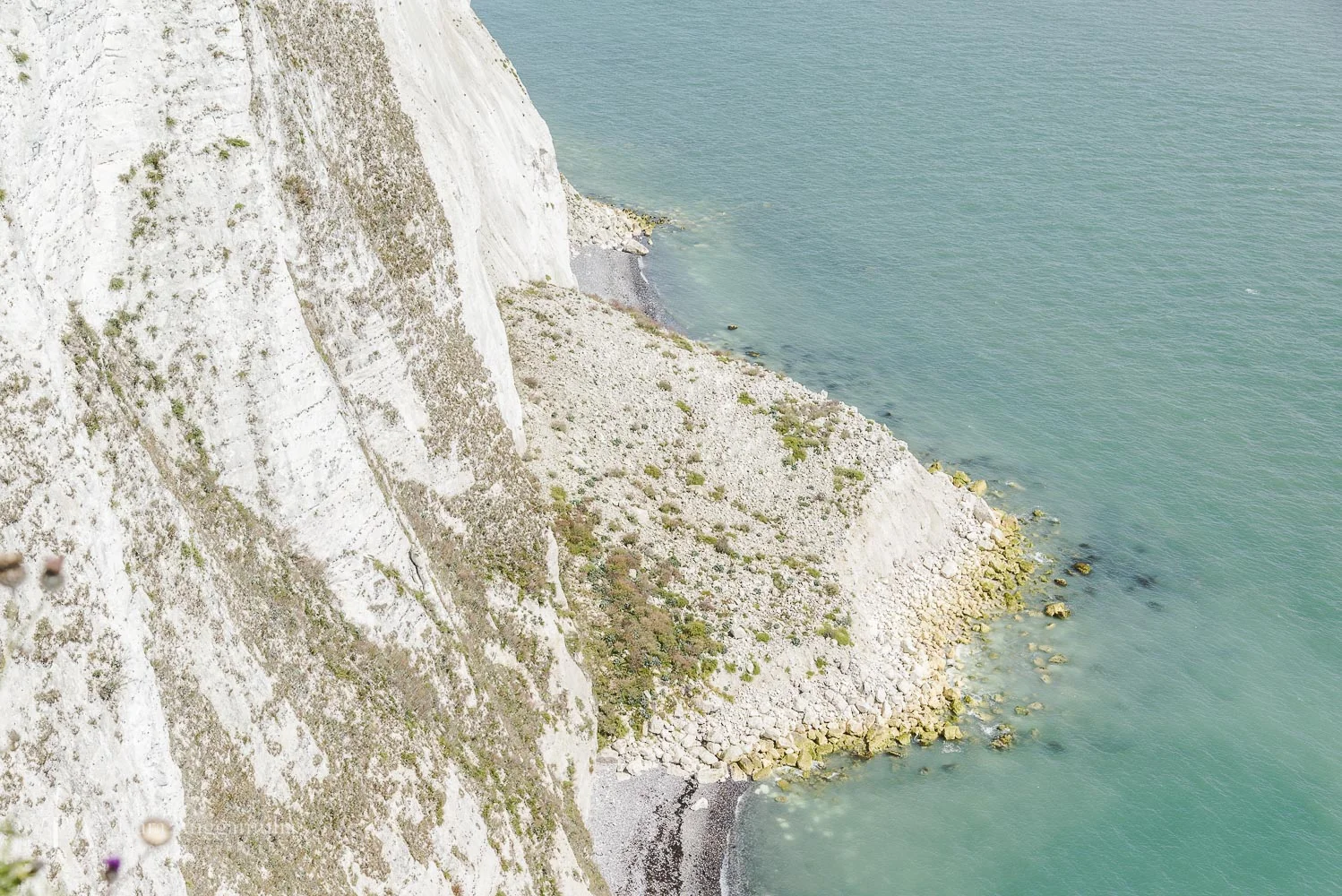 Looking down from the white cliffs of Dover.