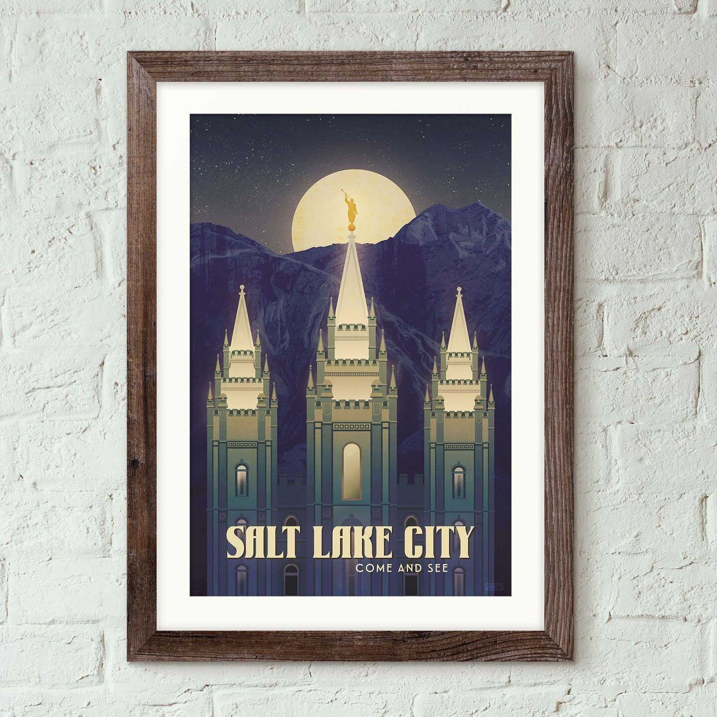 Anyone heading to see the Christmas lights tonight? This print of the SLC temple is now available in my shop.⁠
⁠
#saltlake #saltlaketemple #seeutah