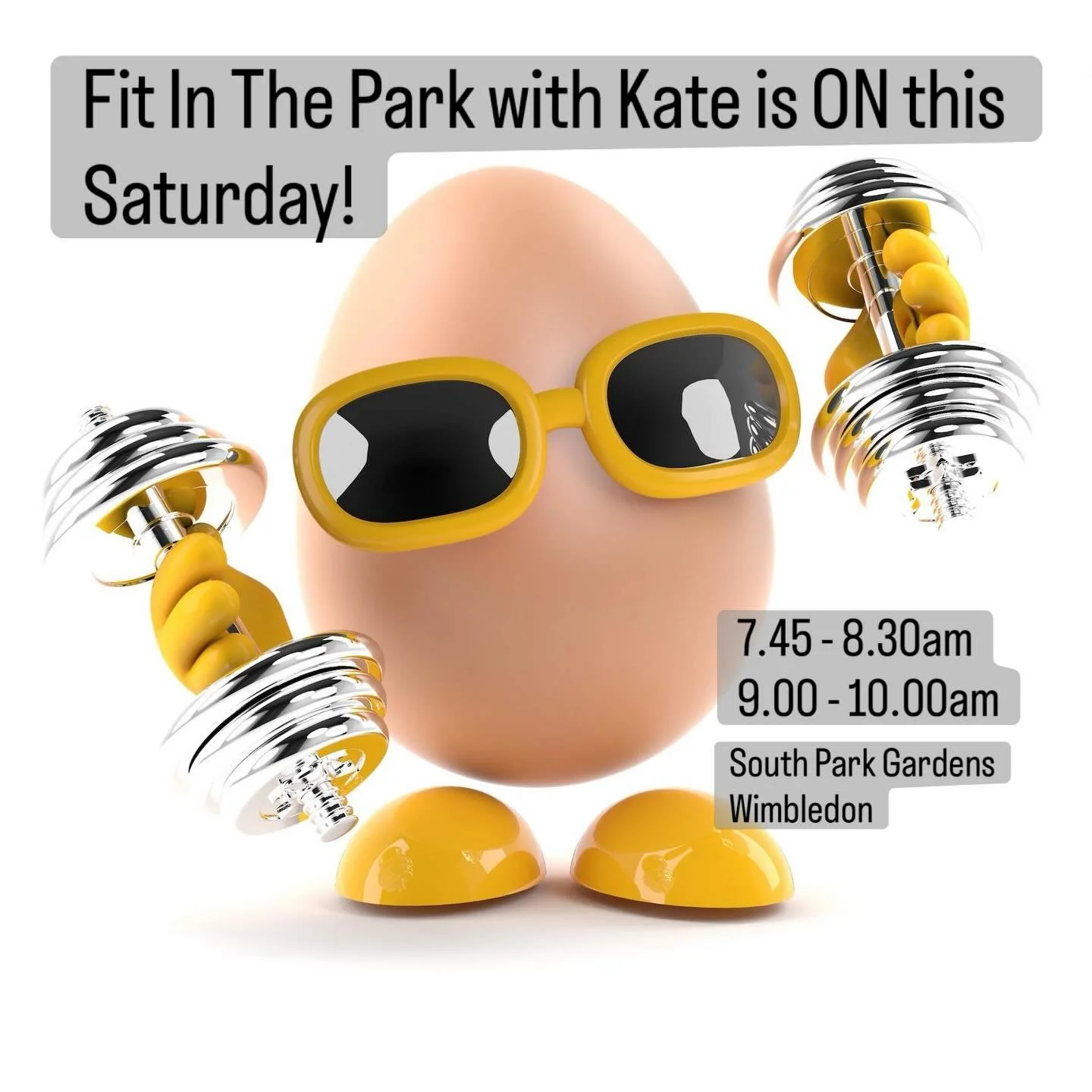 🐣🌼 Fit In The Park &ndash; Easter Special! 🌼🐣

Putting the FUN back into fitness this Easter weekend!

Join us this Saturday in South Park Gardens, Wimbledon for an energising outdoor workout with an Easter twist.

⏰ Class Times:
&bull; 7:45am &n