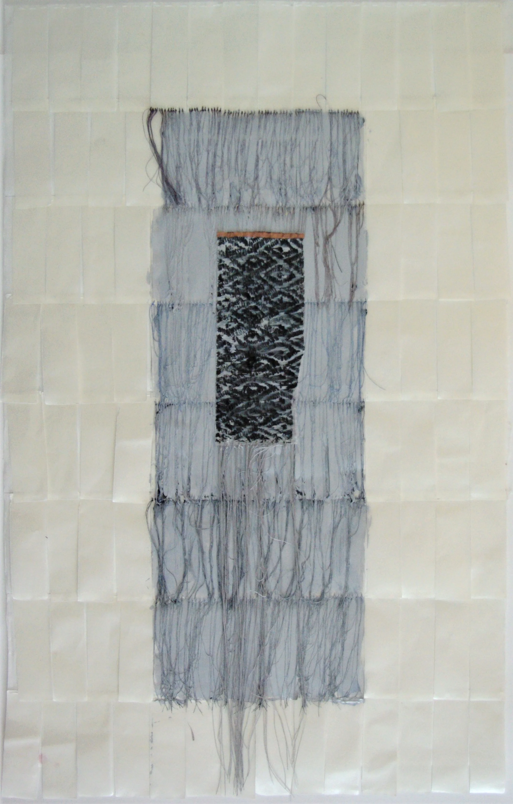 "Fenster", 67 x 43 cm, Tusche, Acryl, Faden auf Papier