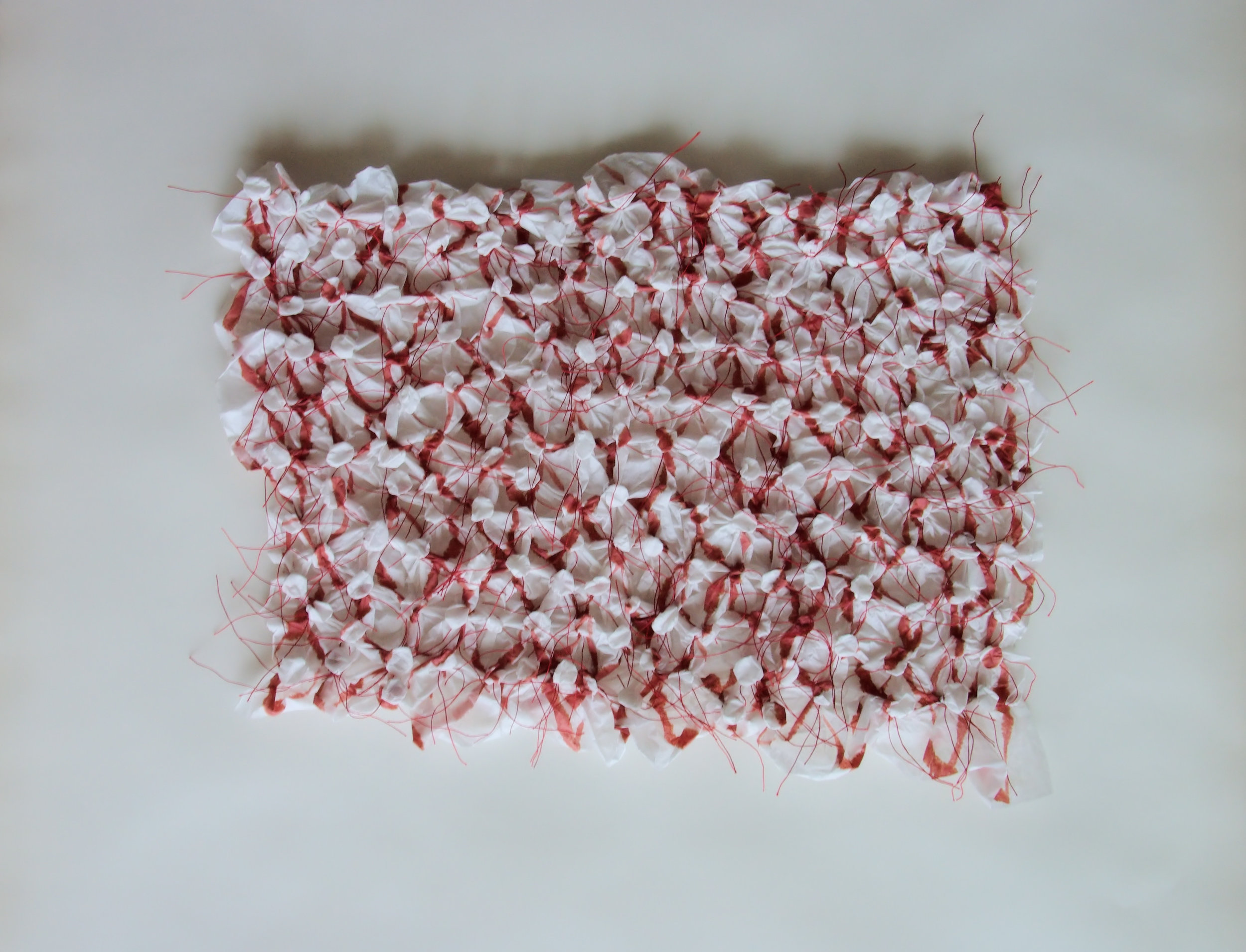 "Orientalisches Muster", 2019, Papier, Faden, Tusche, 50 x 50 cm