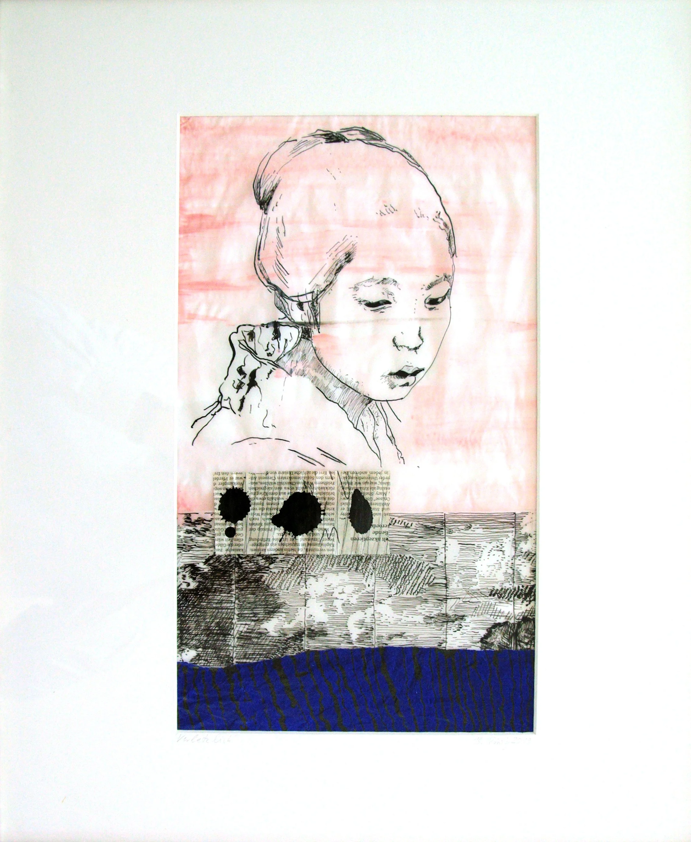 "Verletzlich", 2019, Papier, Tusche, Acryl, 43 x 25 cm