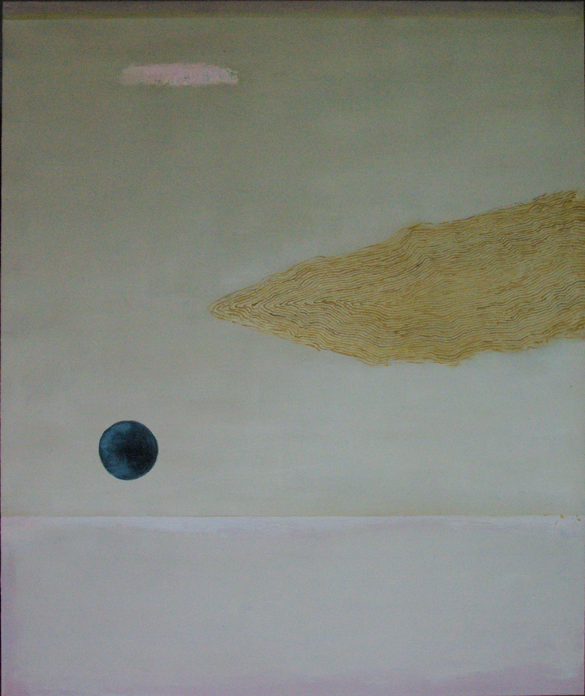 Blaue Kugel 2025, Öl auf Leinwand, 100 x 120 cm