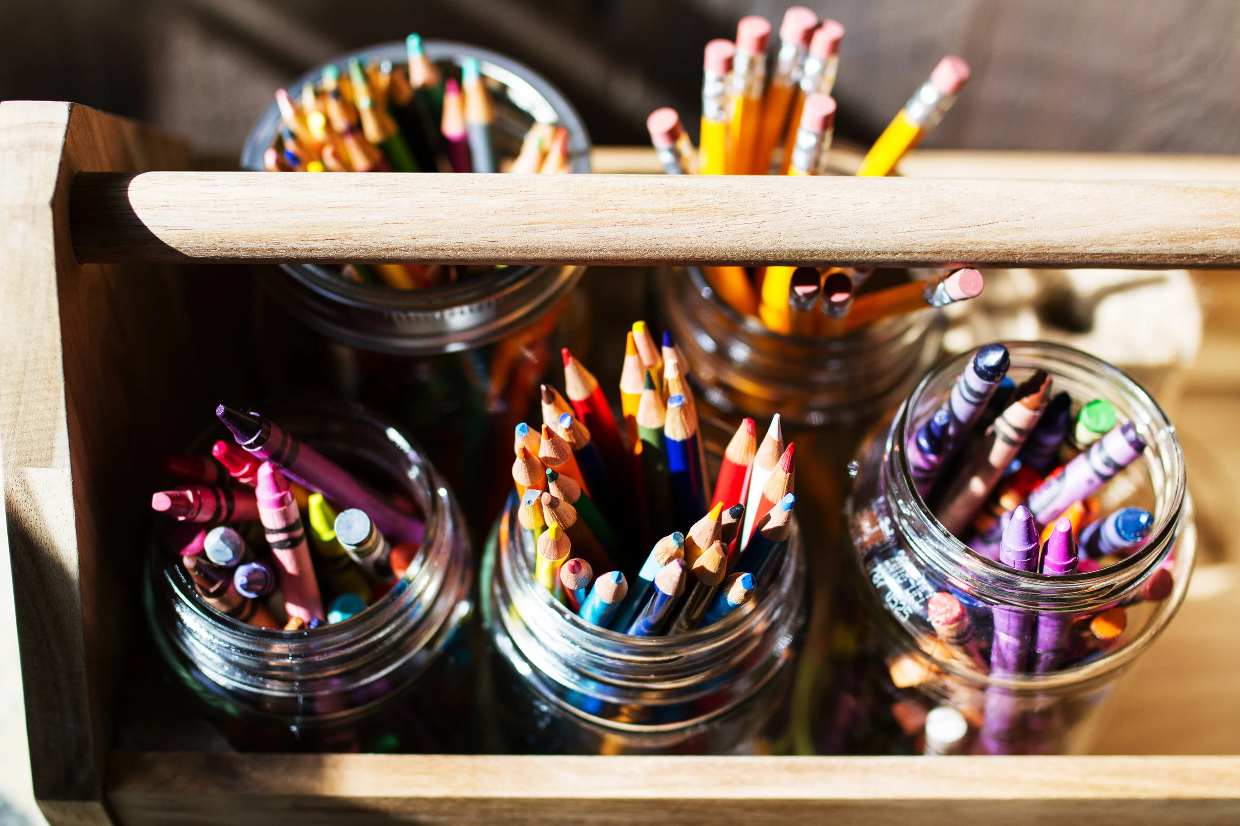 Wooden Toolbox: Ikea US$9.99 Mason Jars {diffeent sizes} Target + Kroger