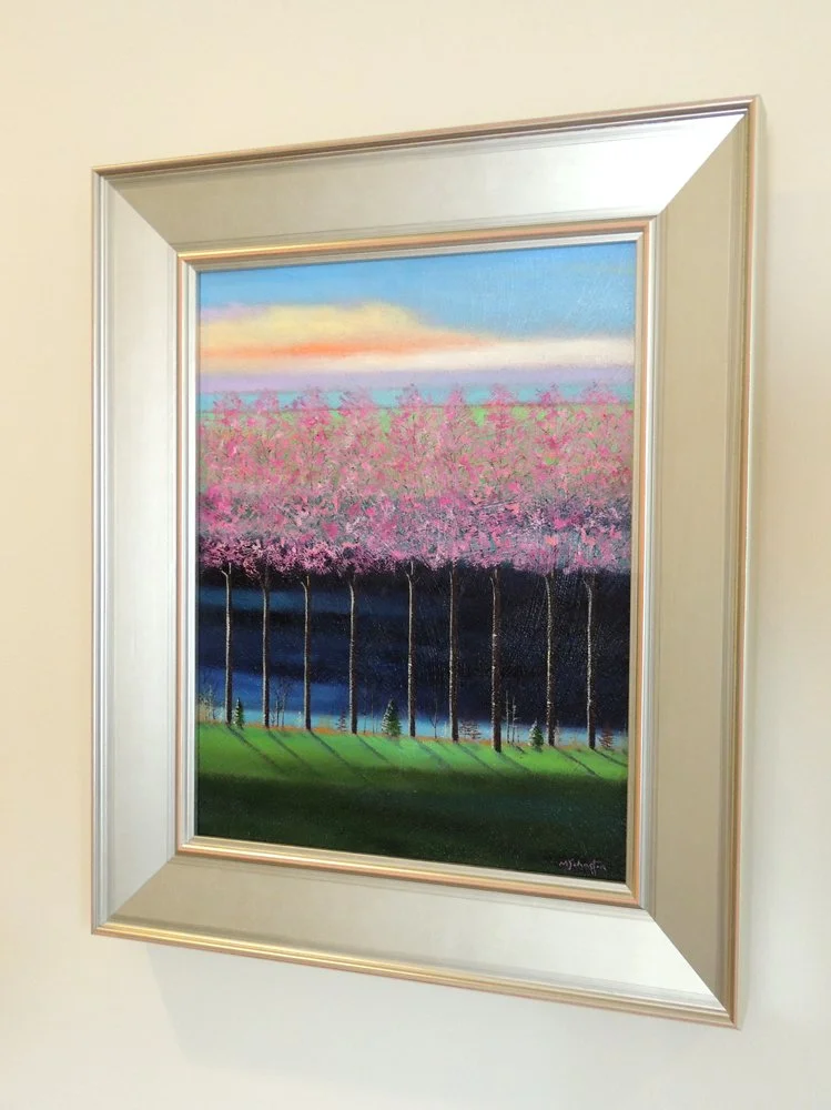 Pink Trees on Dark Blues