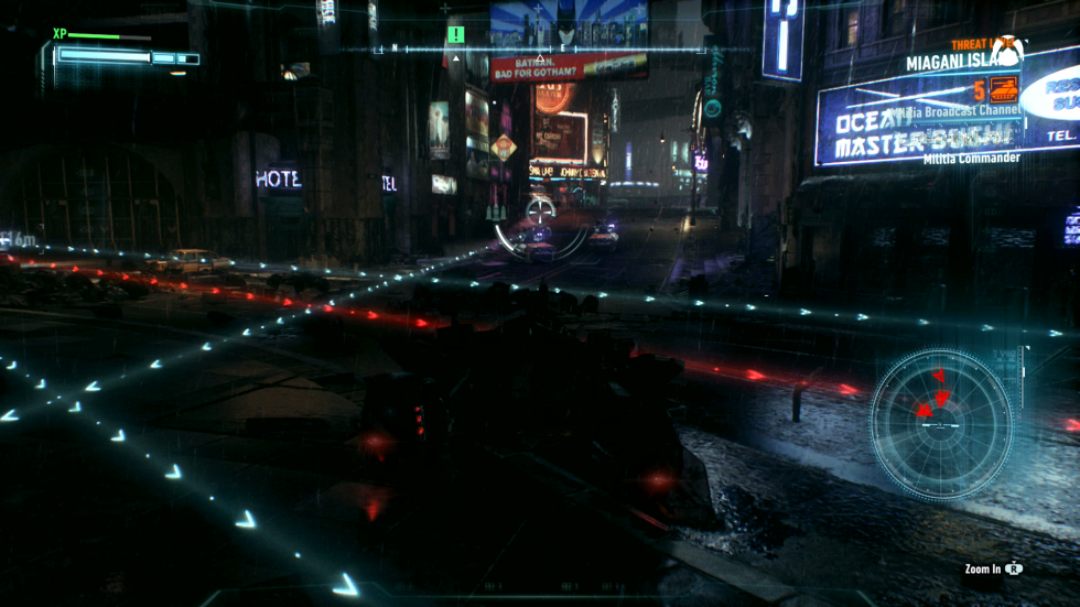 Avoid the lines to win drone fights. This turned me off the first time I saw a video, but when it comes to playing it you'll be glad that the batcomputer predicts firing lines. You'll still take a lot of hits and would be totally screwed without this and the Batmobile's other abilities.
