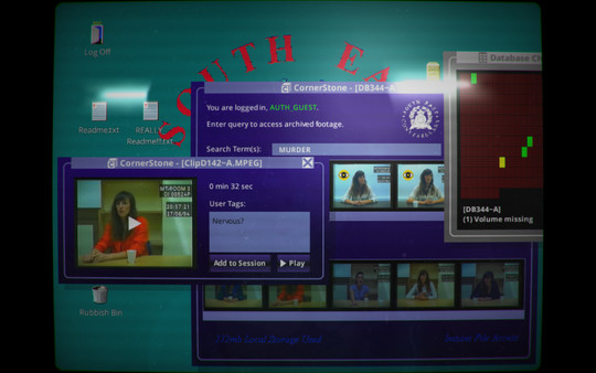 The screen glare is an option you can turn off. The game does a good job of simulating a computer interface from the 90s, but the System Clock says it's 2015. I guess the South East Constabulary are still waiting on that budget increase..