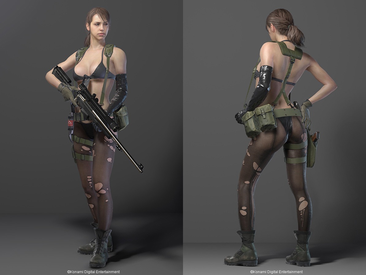   MGS V Spoiler:  The sniper, Quiet. Oh no, it's cool! She breathes through her skin, right? So her outfit makes sense. - Mate, you'd have been better off just saying 