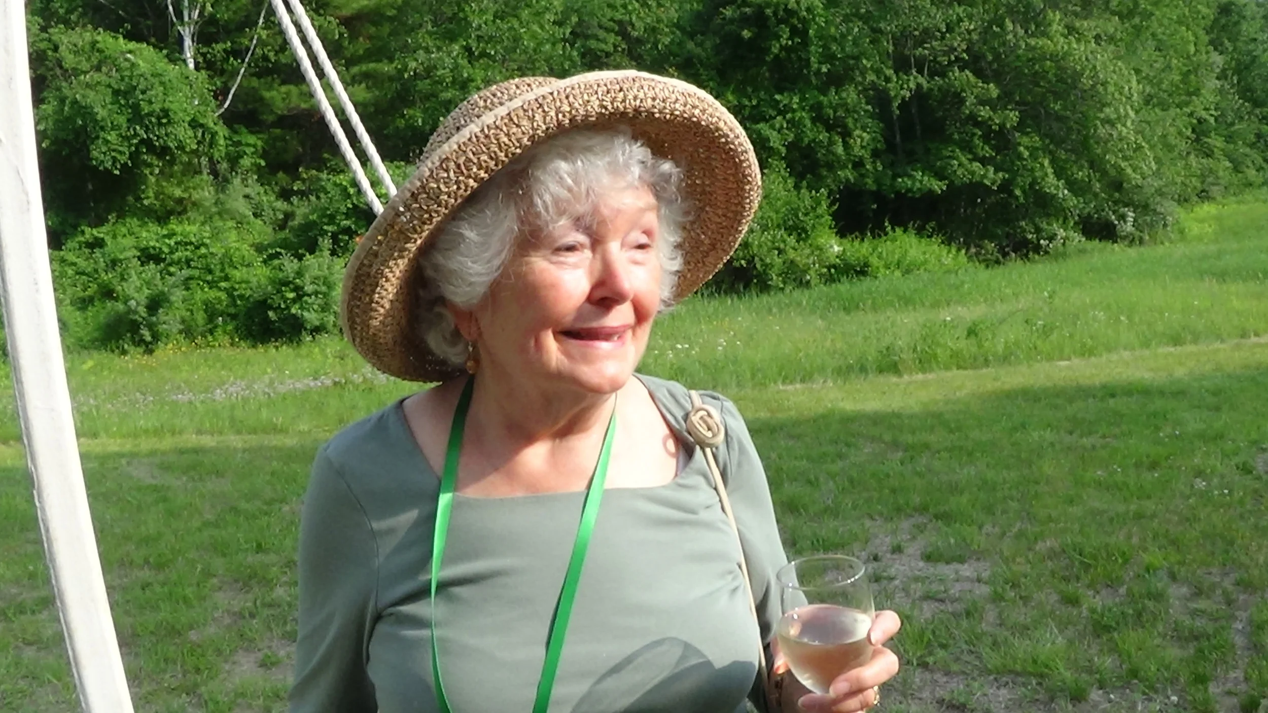 Student Grace Crawford with the perfect garden party hat for the occassion.