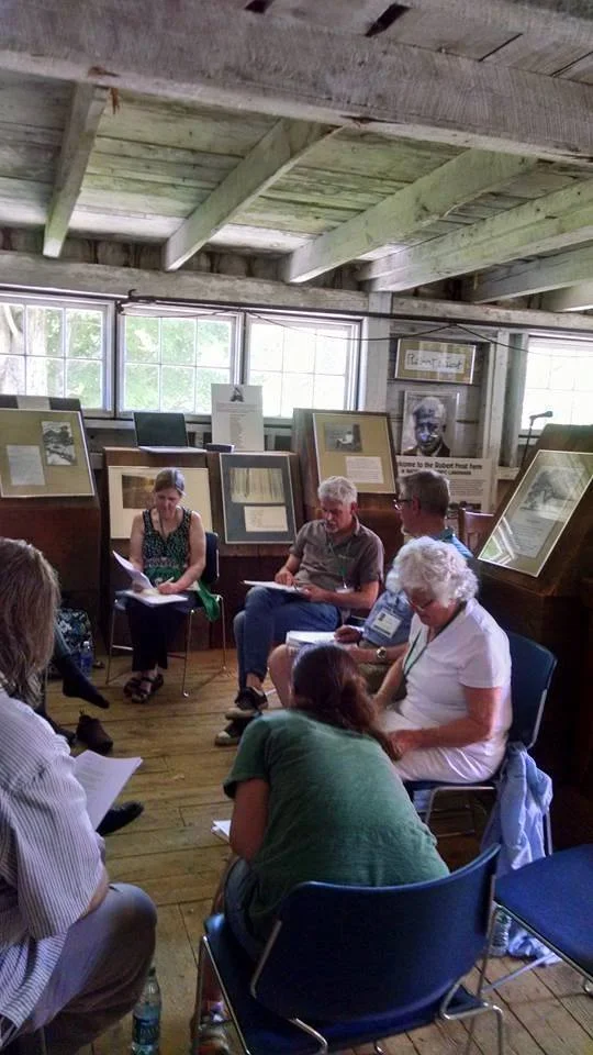 Alfred Nicol teaches a class in the Robert Frost barn