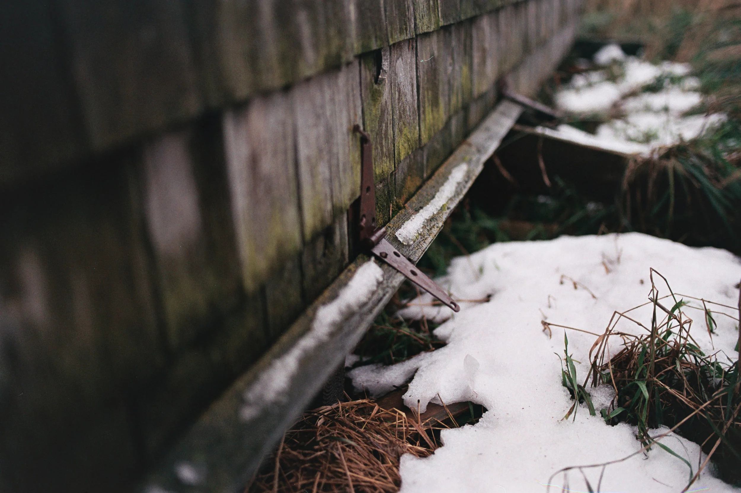 Hinge with snow | Rural Saskatchewan | Canon Elan II | Sigma 35 1.4 ART | AGFA Vista Plus 200
