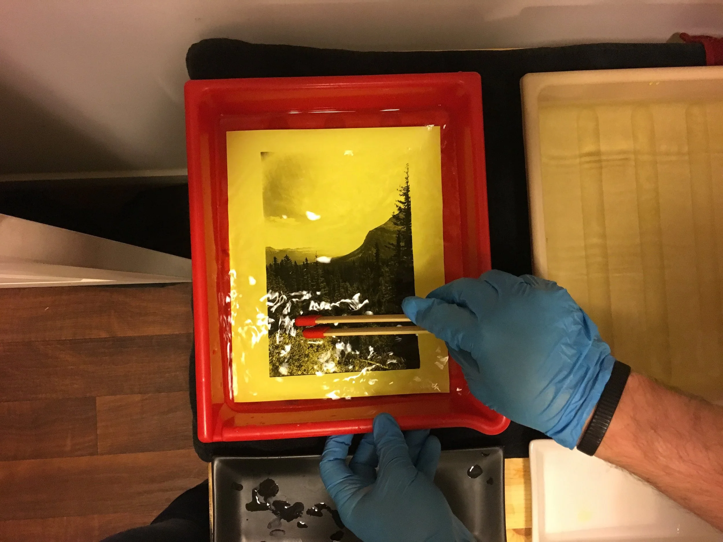 Ferrocyanide bleach bath during sepia toning process
