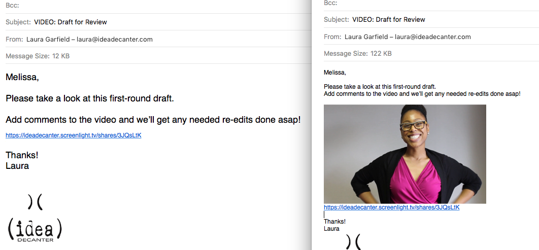Which email is more eye-catching? Hint: If you guessed "the one on the right" you're right!
