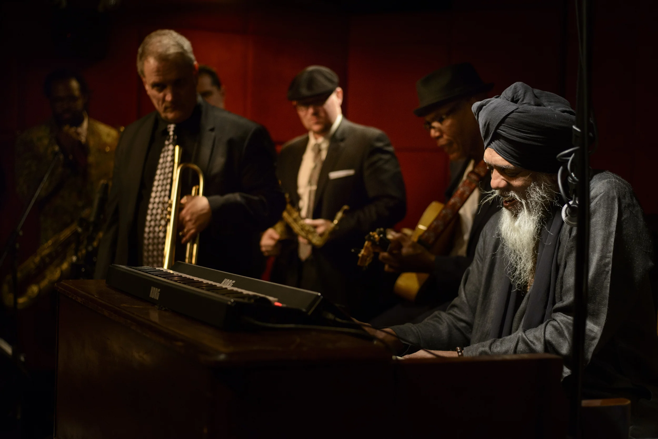 With Dr Lonnie Smith Octet at the Jazz Standard, 2014. Photo by Jacob Blickenstaff
