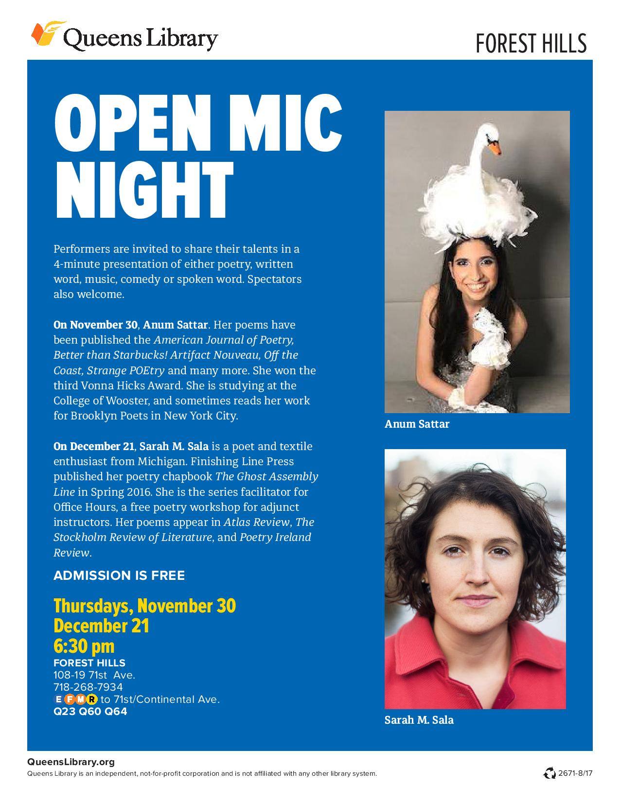 Queens Library Open Mic Night