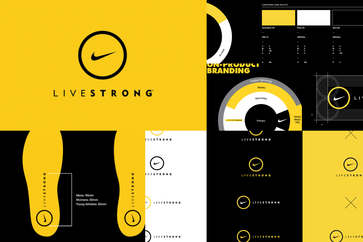 Gestreept Monnik stout Nike LiveStrong brand identity — Darrin Crescenzi Design