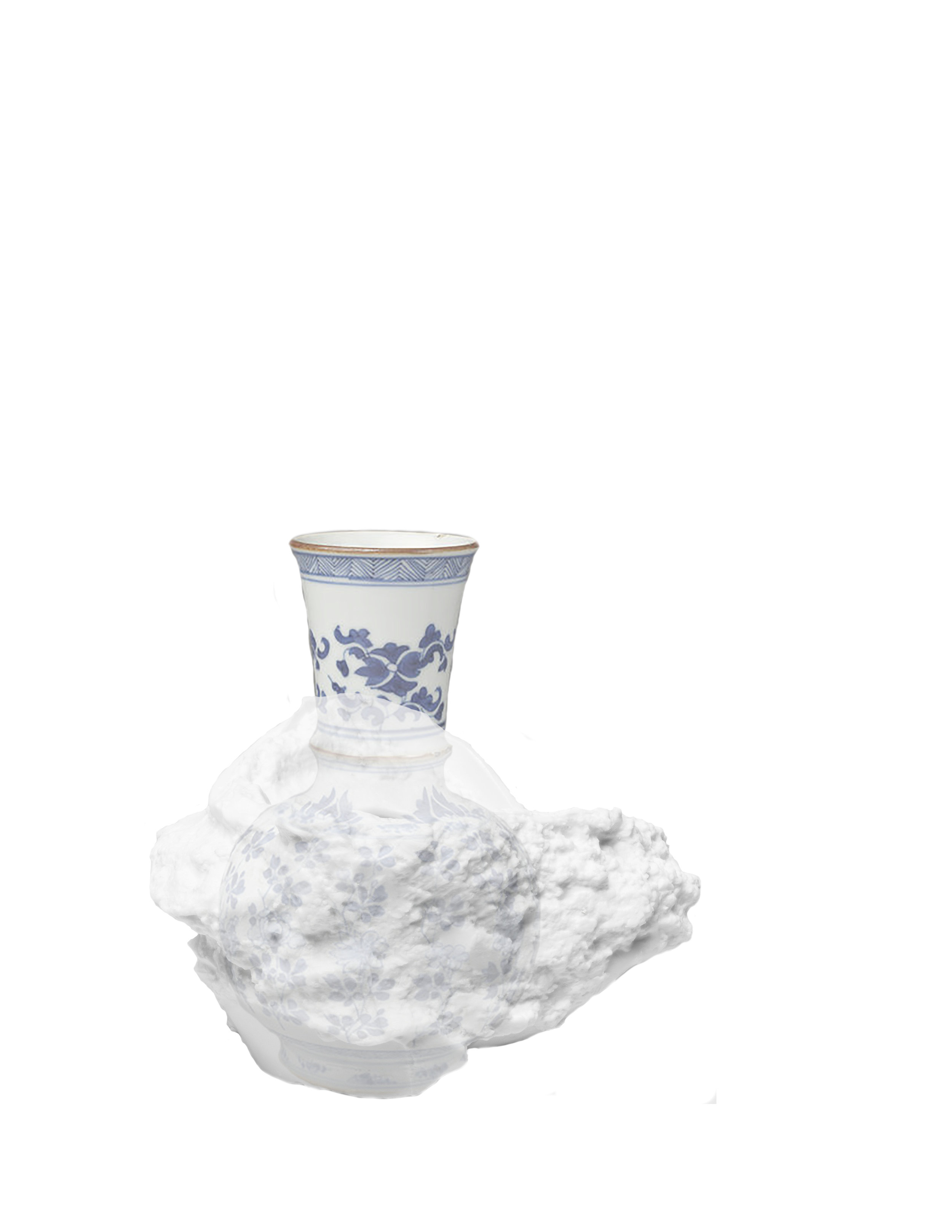   Saggar | Form Series , Digital Print, Ming Dynasty Form overlaid in cast form. 2019  Ming Dynasty collapsed saggar and porcelain forms were collected from various sites around Jingdezhen, China, and moved through the mold making process; cast as th