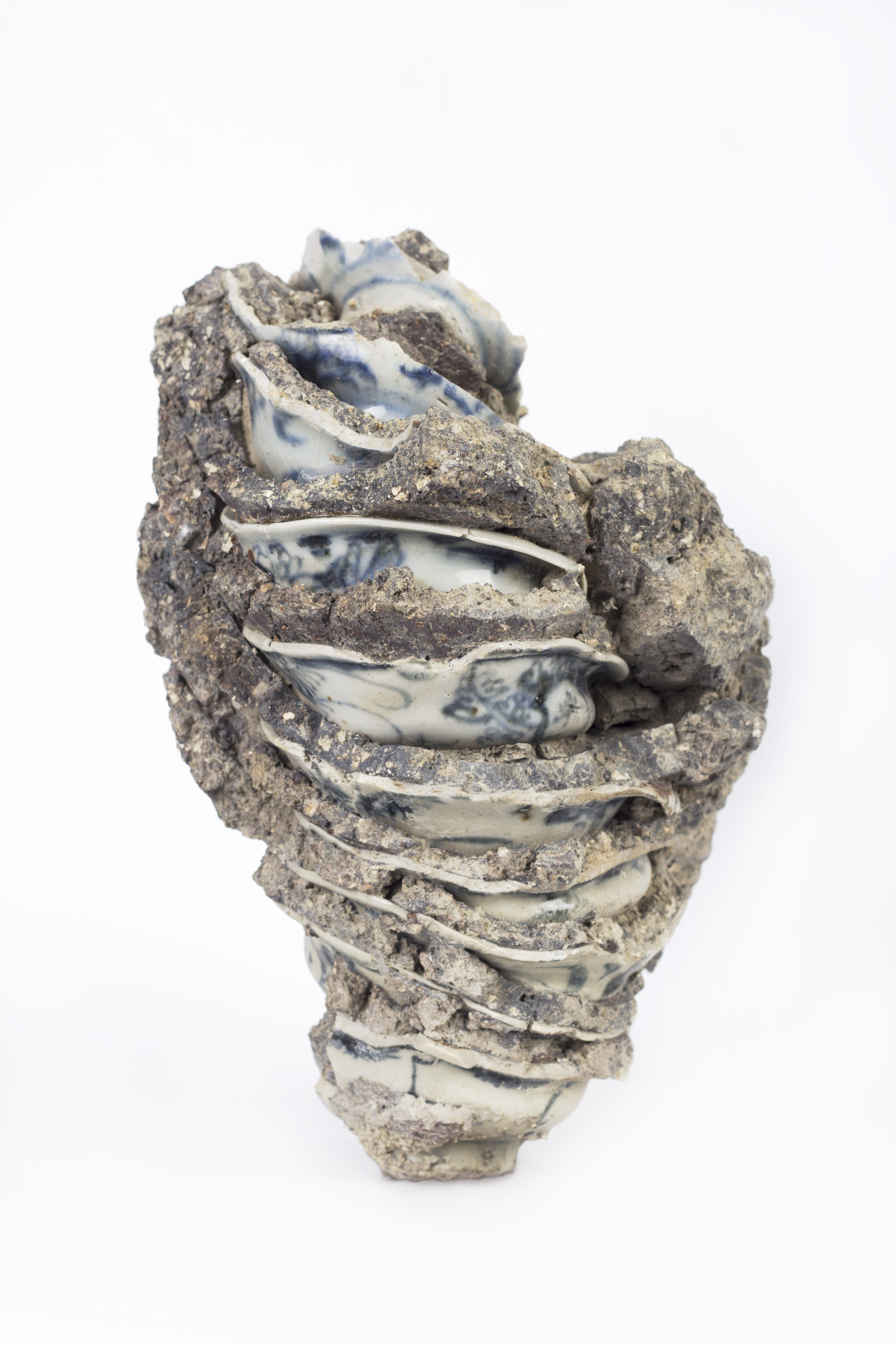   Saggar | Form Series , Found Ming Dynasty Saggar and Porcelain. 2017 - on going  Ming Dynasty collapsed saggar and porcelain forms were collected from various sites around Jingdezhen, China, and moved through the mold making process; cast as thin p