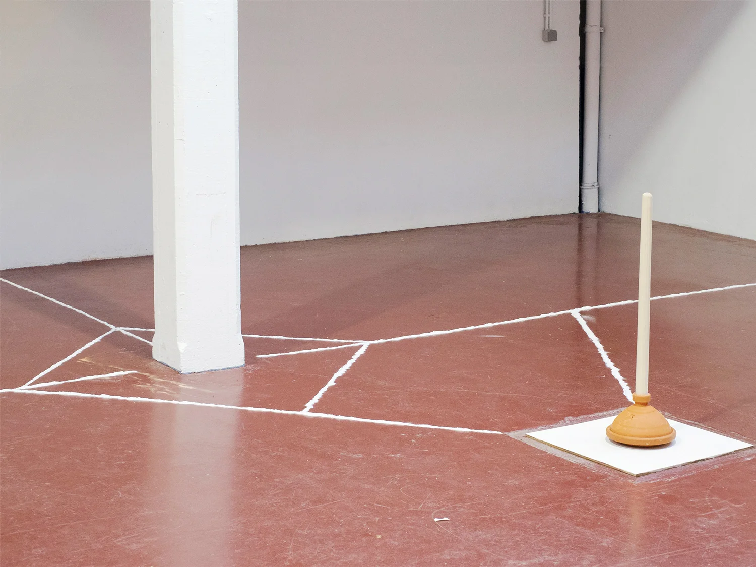   The band-aids are contaminated,  white glitter, before the opening.  Exhibtion view "Friche", April 2015. With a work by Nathan Anthony. 