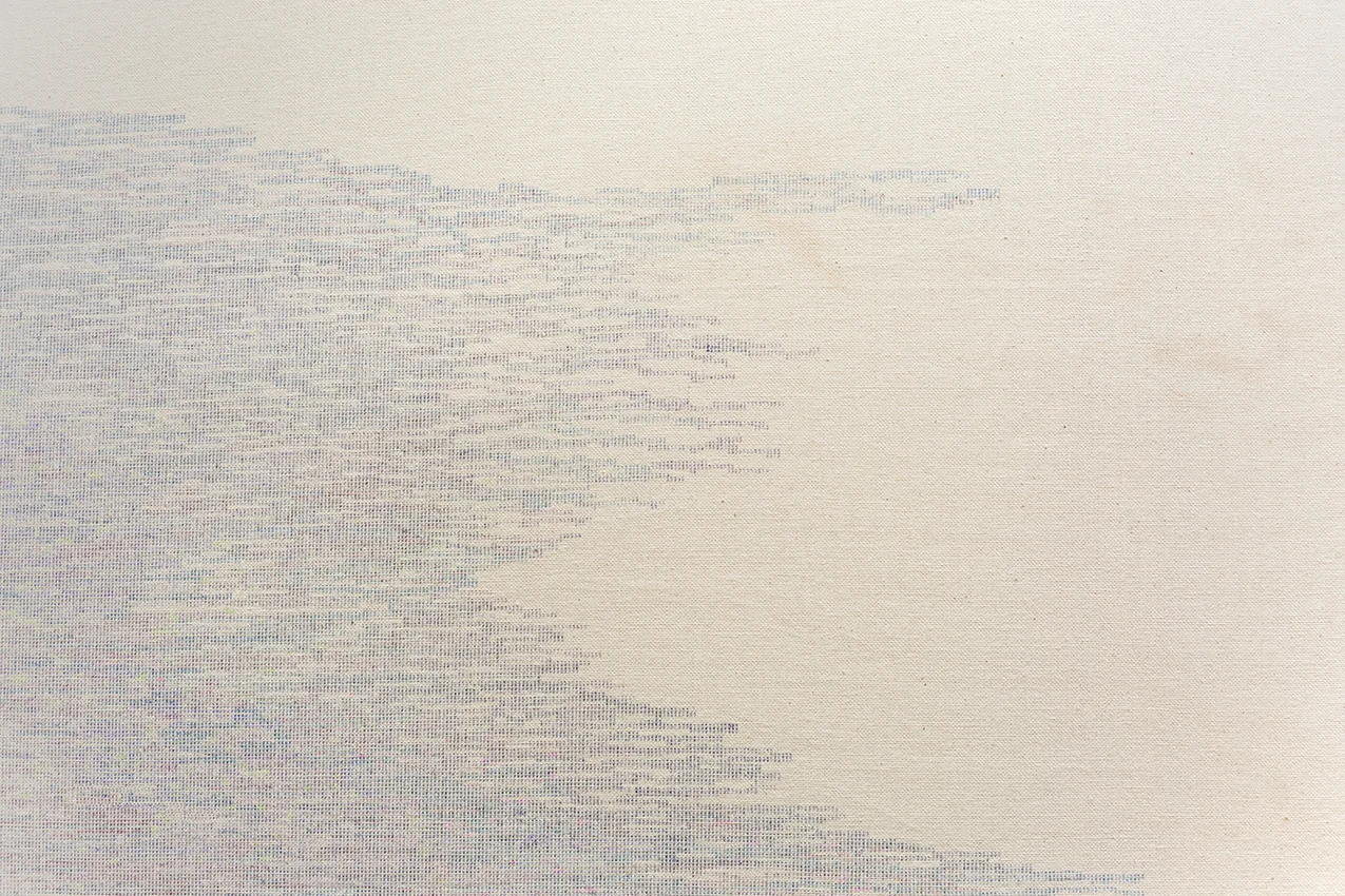 Dropshot, solvent marker on cotton, 180 x 135 cm (x2) - detail Photograph: Gilles Ribero