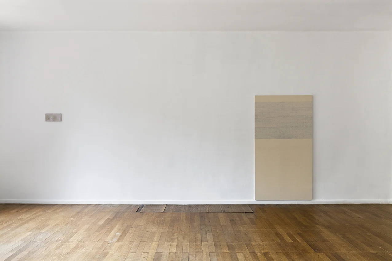 So to Speak, Hôtel van de Velde, exhibition view: Between sex and geometry and Bloody as the day you were born canvases Photograph: Gilles Ribero