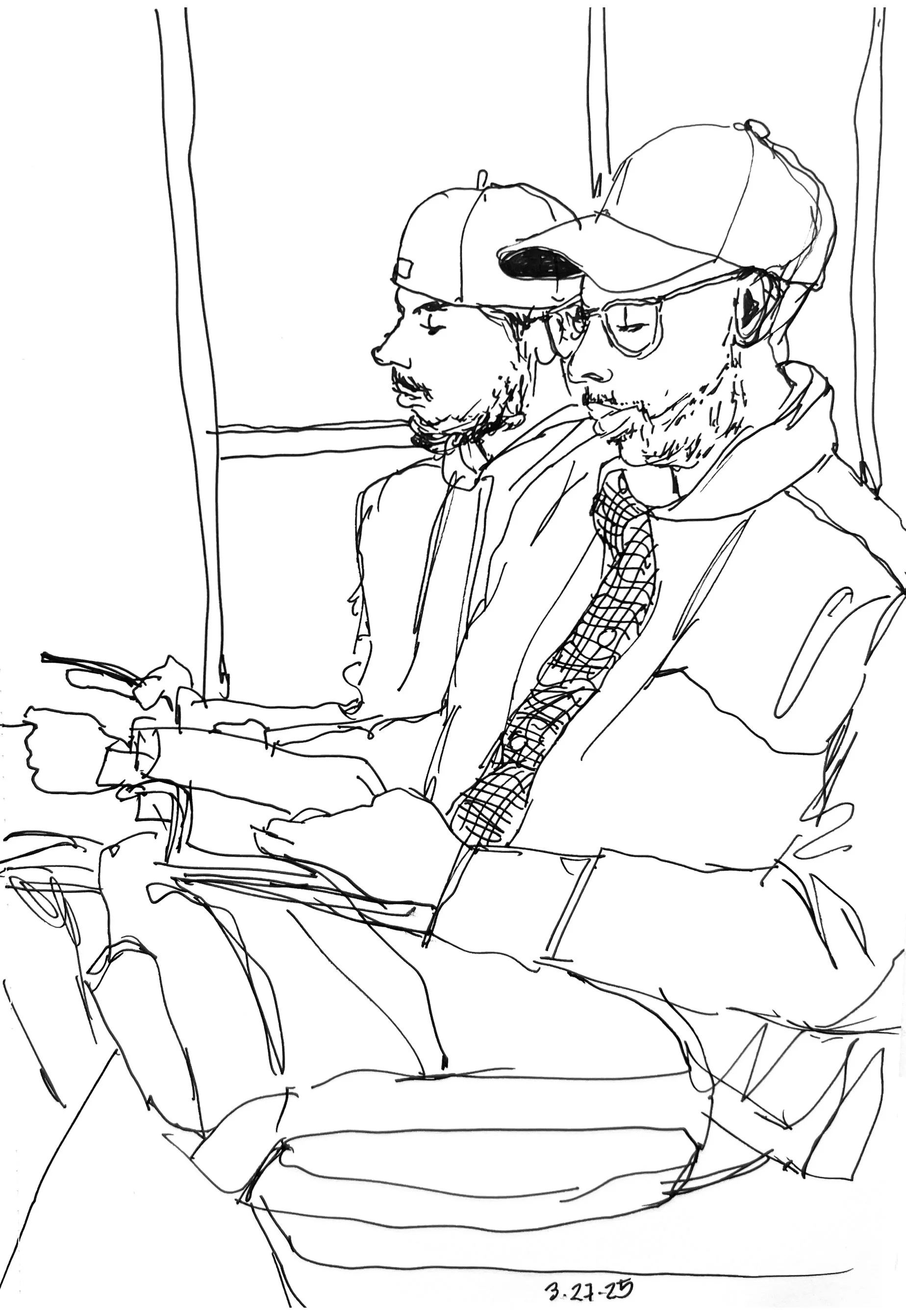 Two Men Reading on the Subway, 2025
