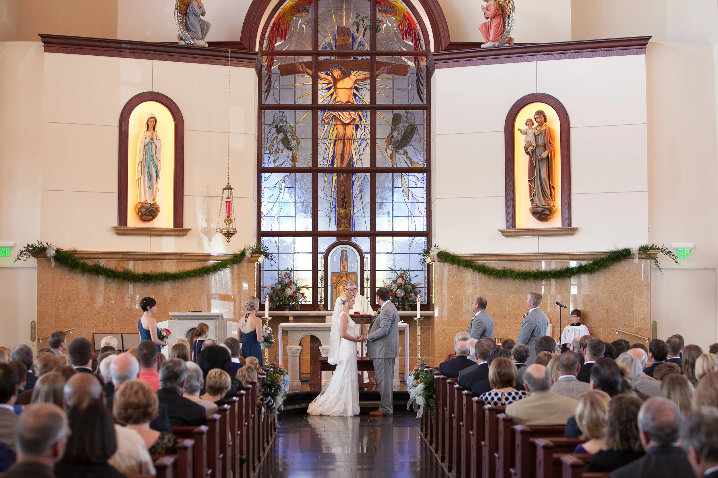 Bride and groom at the altar
