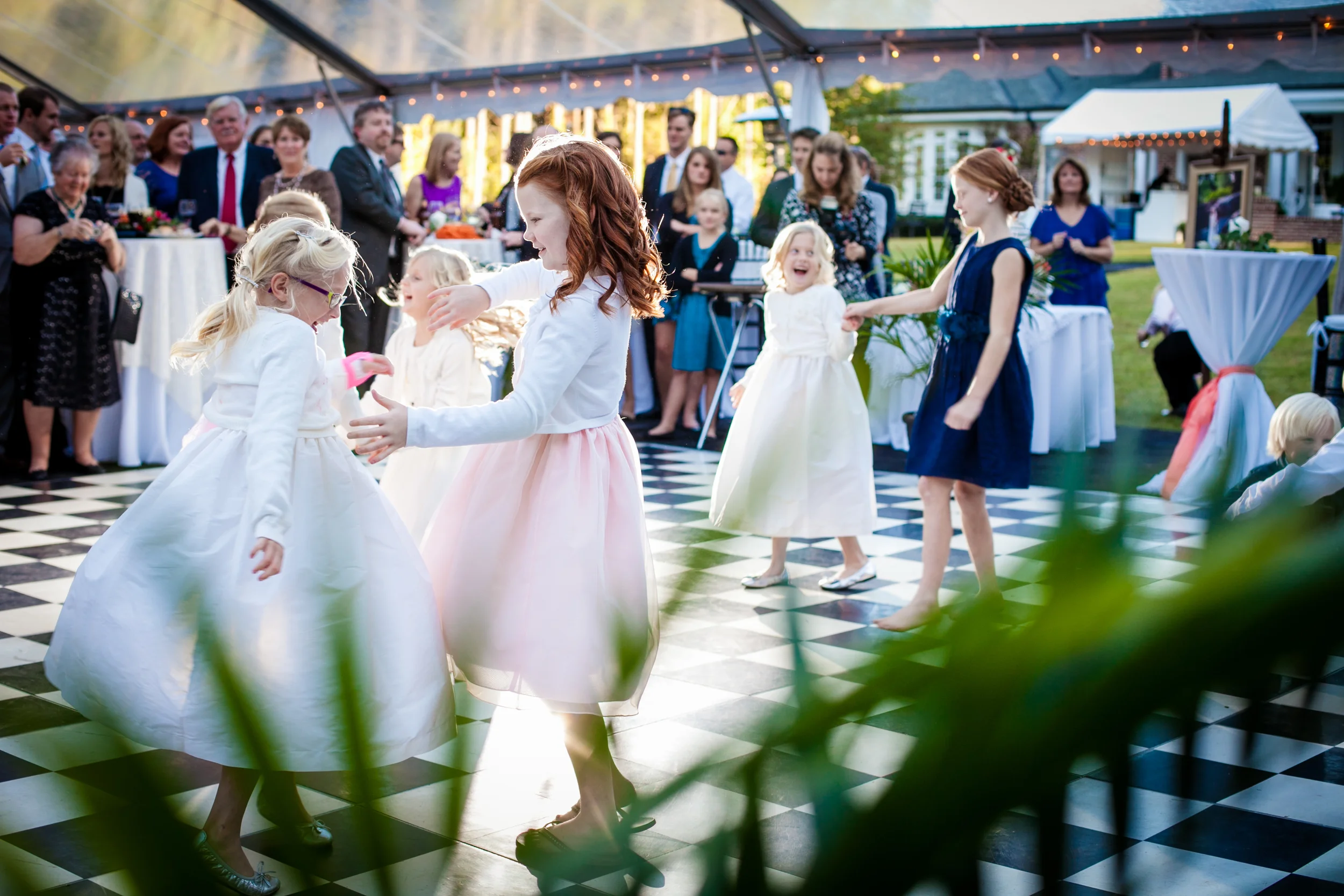Flower girls on the dance floor