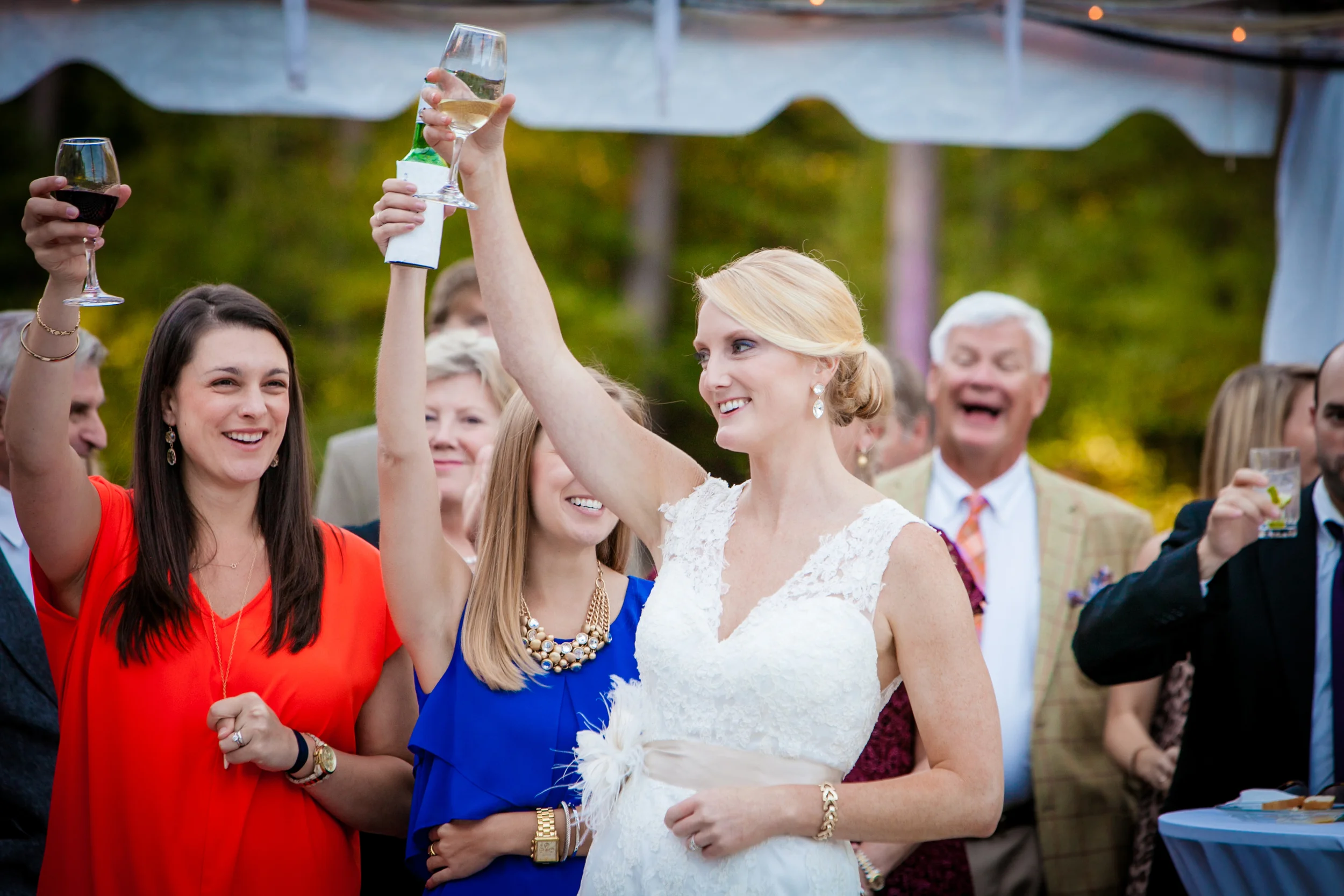 Bride toasting