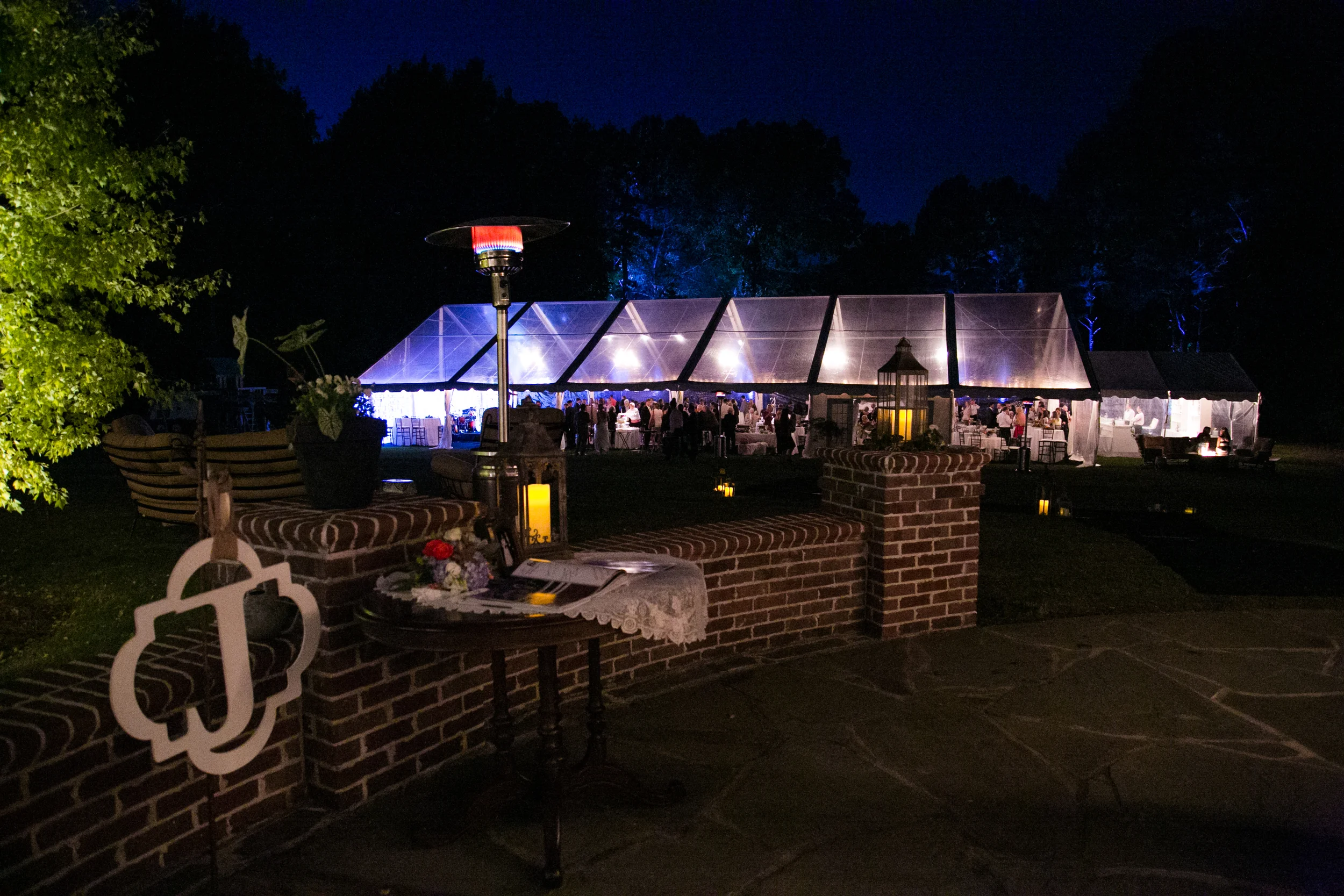 Clear top tent at night