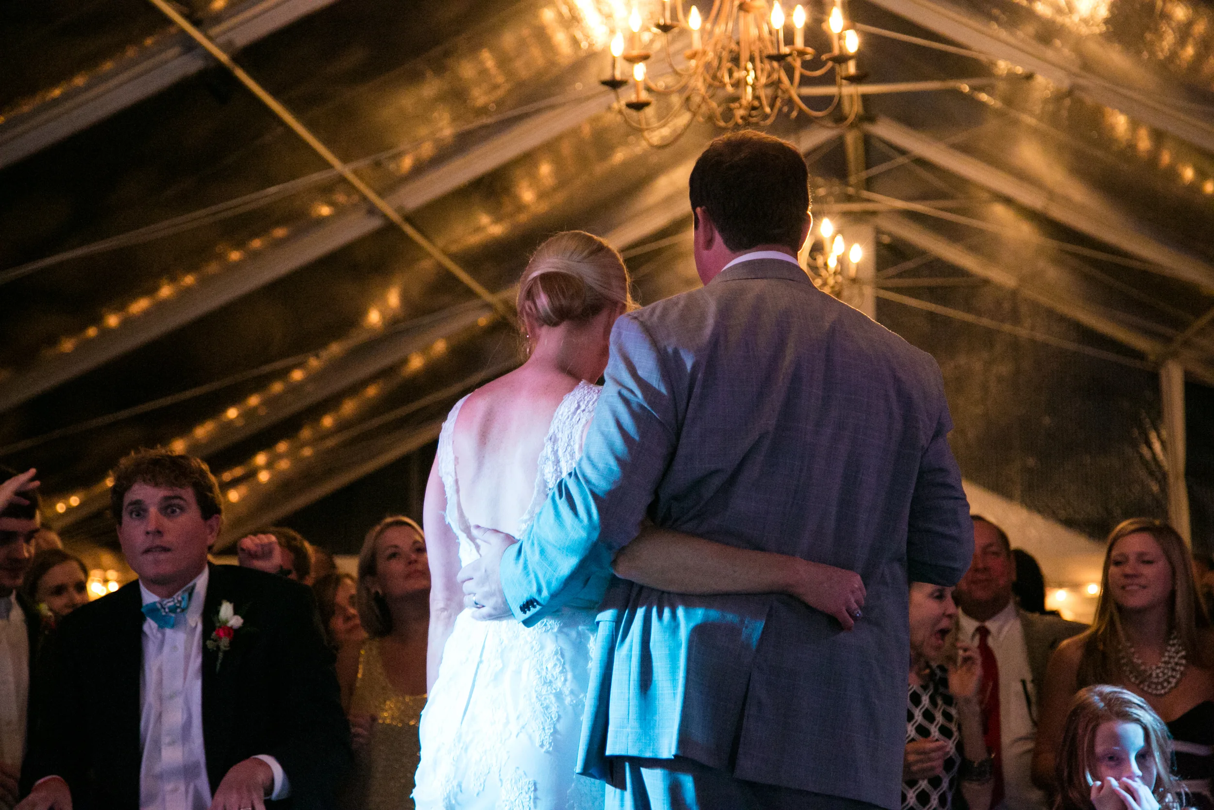 Bride and groom thank their guests