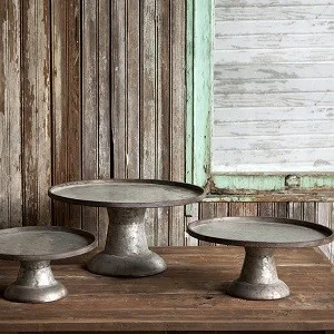 Distressed Round Tin Riser Cake Stands