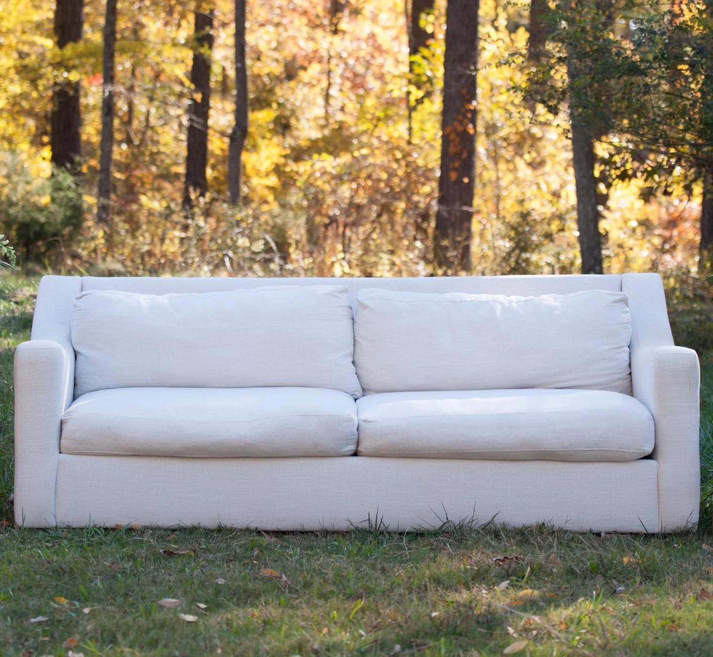 Contemporary White Linen Sofa