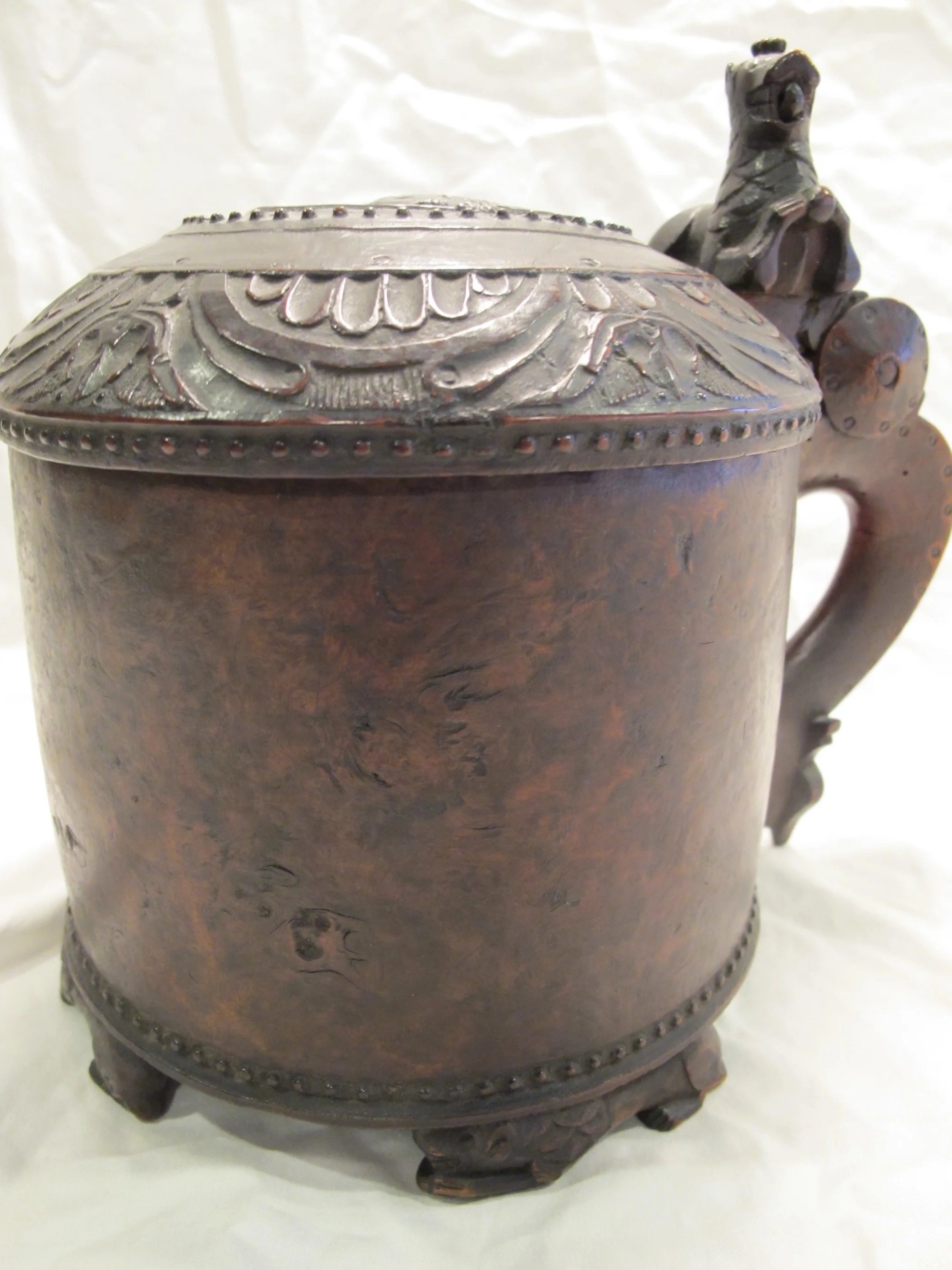 Here is the outstanding Karelian Birch Norweigan Lion Peg Tankard circa 1770 and below is the painting by Gaugin from 1880