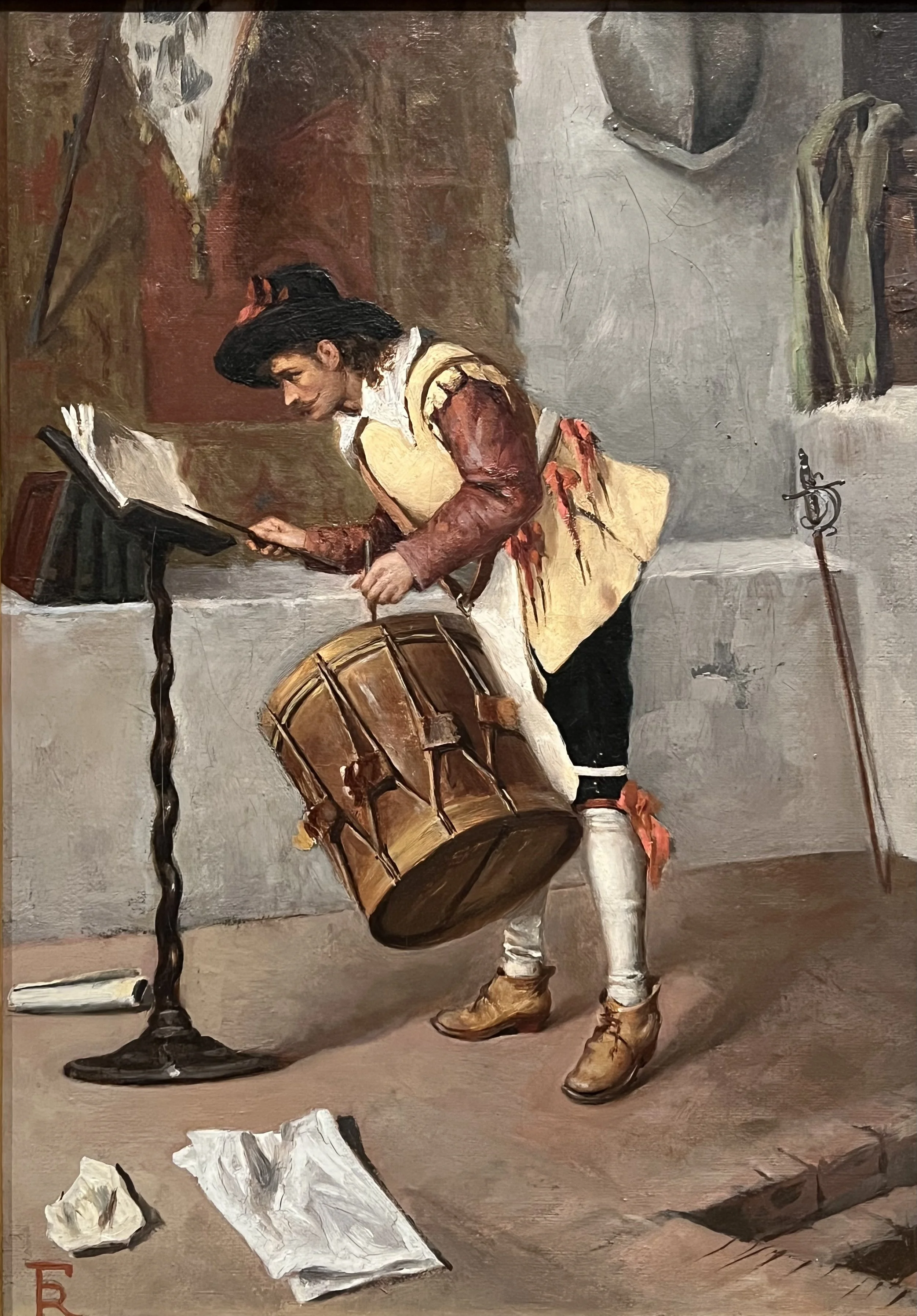 F. Rossi, Oil on Canvas Painting of A Cavalier Drummer