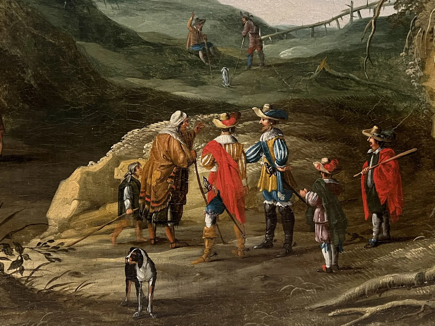 Flemish School, 17th Century, Large Oil on Canvas, Travelers in a