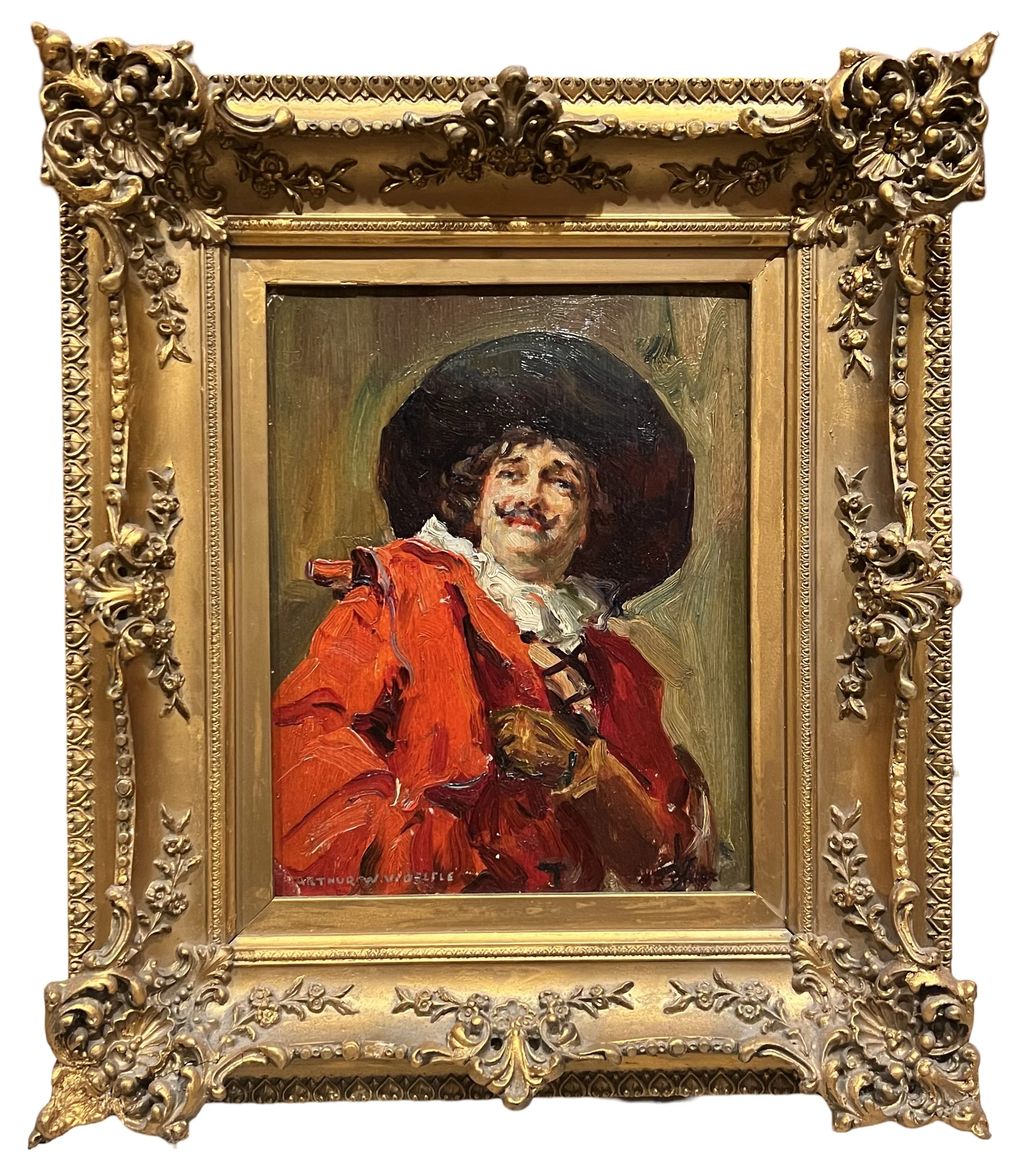 Arthur William Woelfle, Oil on Board, "Cavalier in Red"