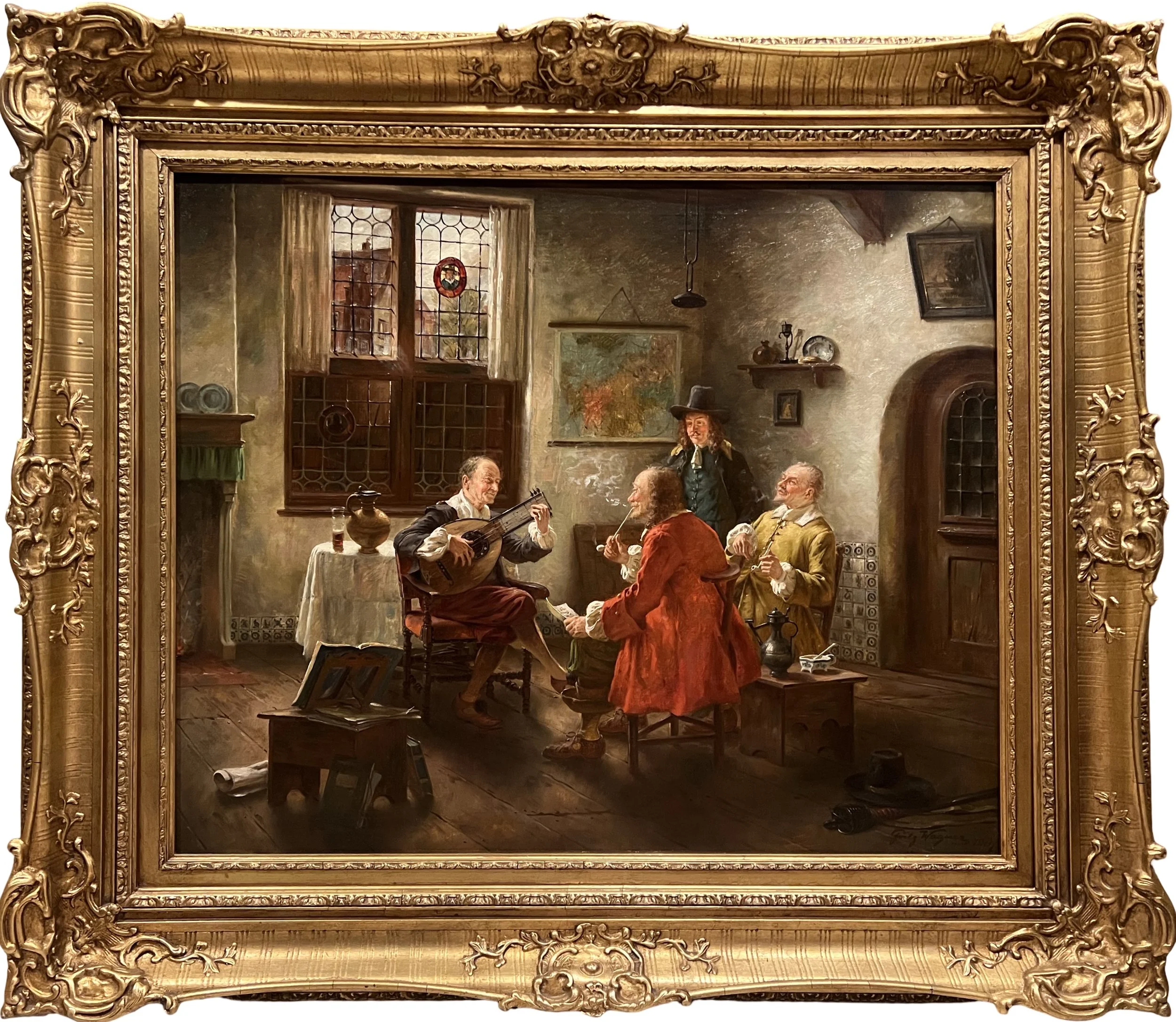 Fritz Wagner, Oil on Canvas, "The Music Lesson"