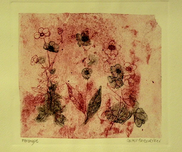 The Blooming of Time 3. monotype. 9x8"