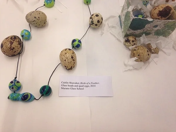 Birds of a feather. glass and quail eggs. installation