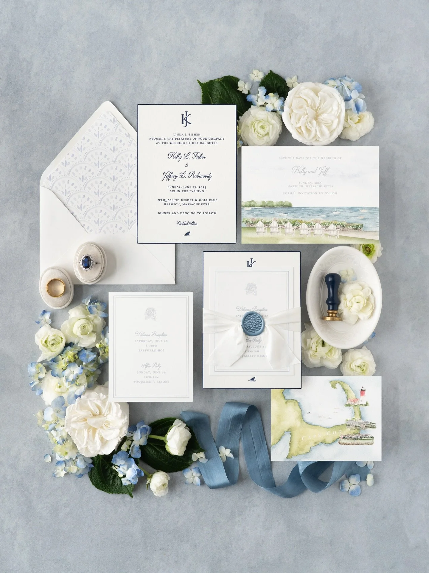Three new semi-custom suites dropping: Cape Cod, Newport, and Martha&rsquo;s Vineyard 🌊

Curious about the difference between our semi-custom and custom stationery packages? 

🤍 Semi-custom means no paintbrushes involved- the customizable aspects a