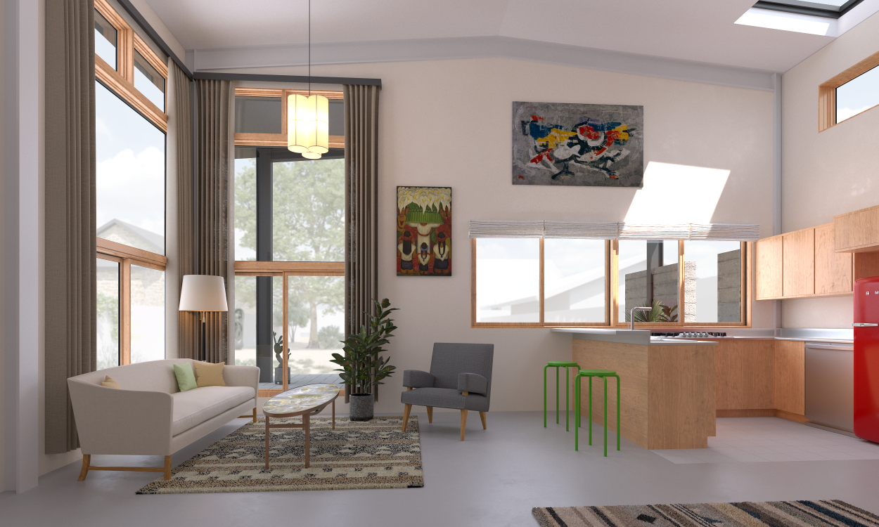 Interior of Living Room & Kitchen
