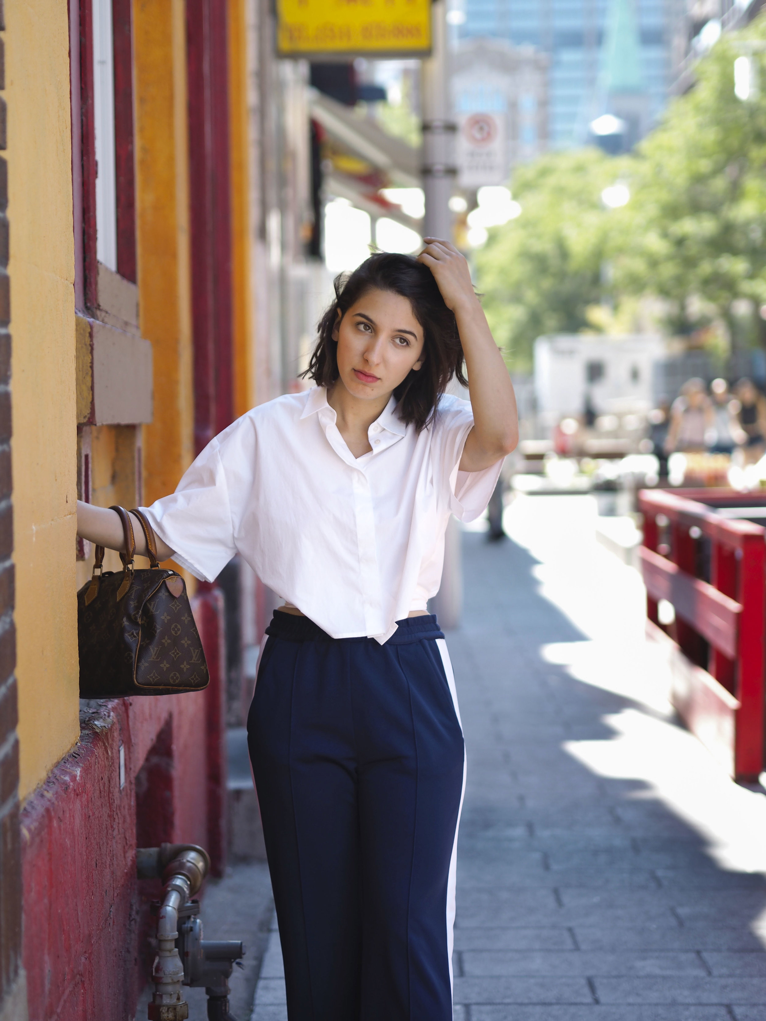 MSGM Shirt and Pants, Louis Vuitton Bag, Zara Shoes