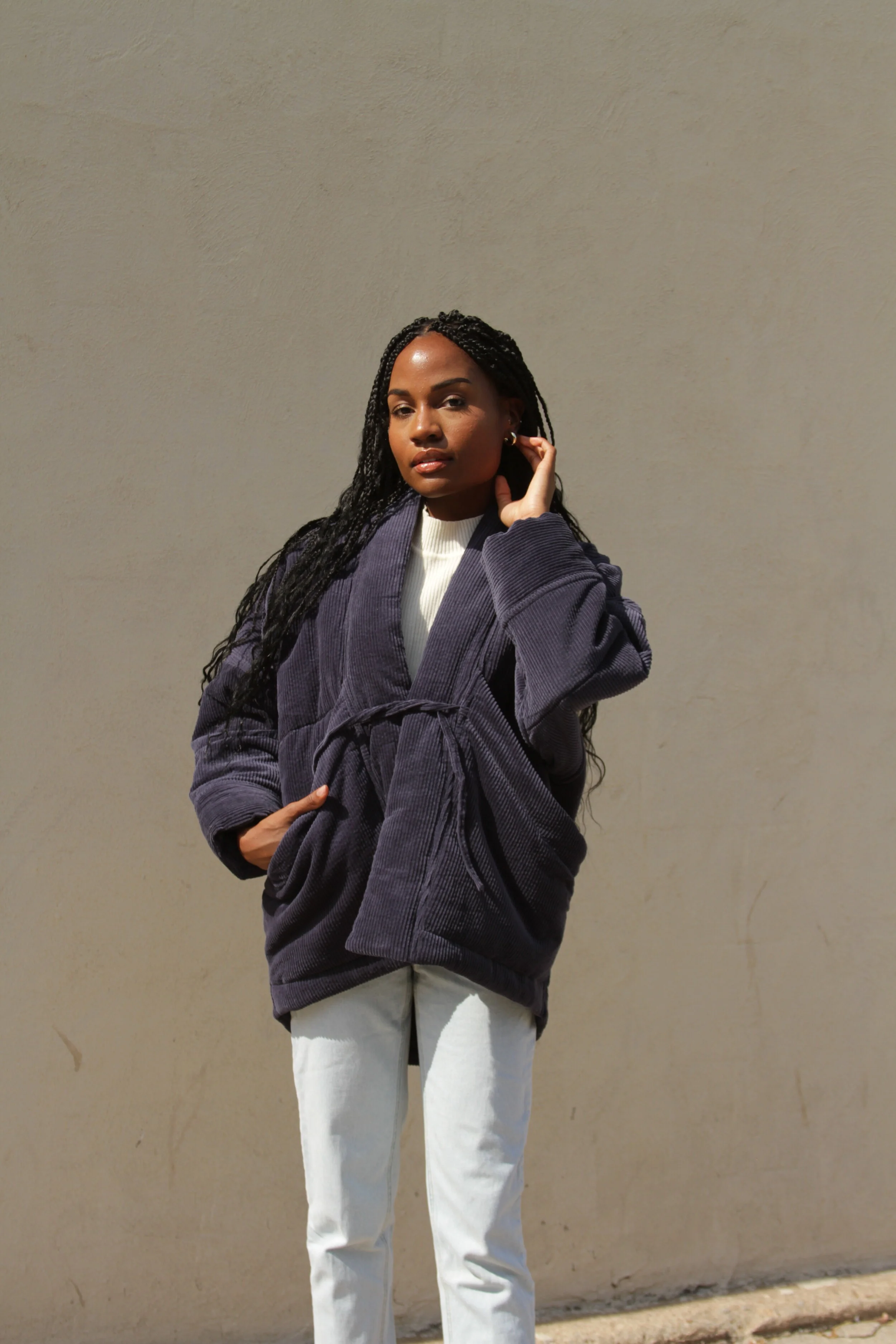 7115 by Szeki Sumo Puffer - Corduroy - Midnight Blue