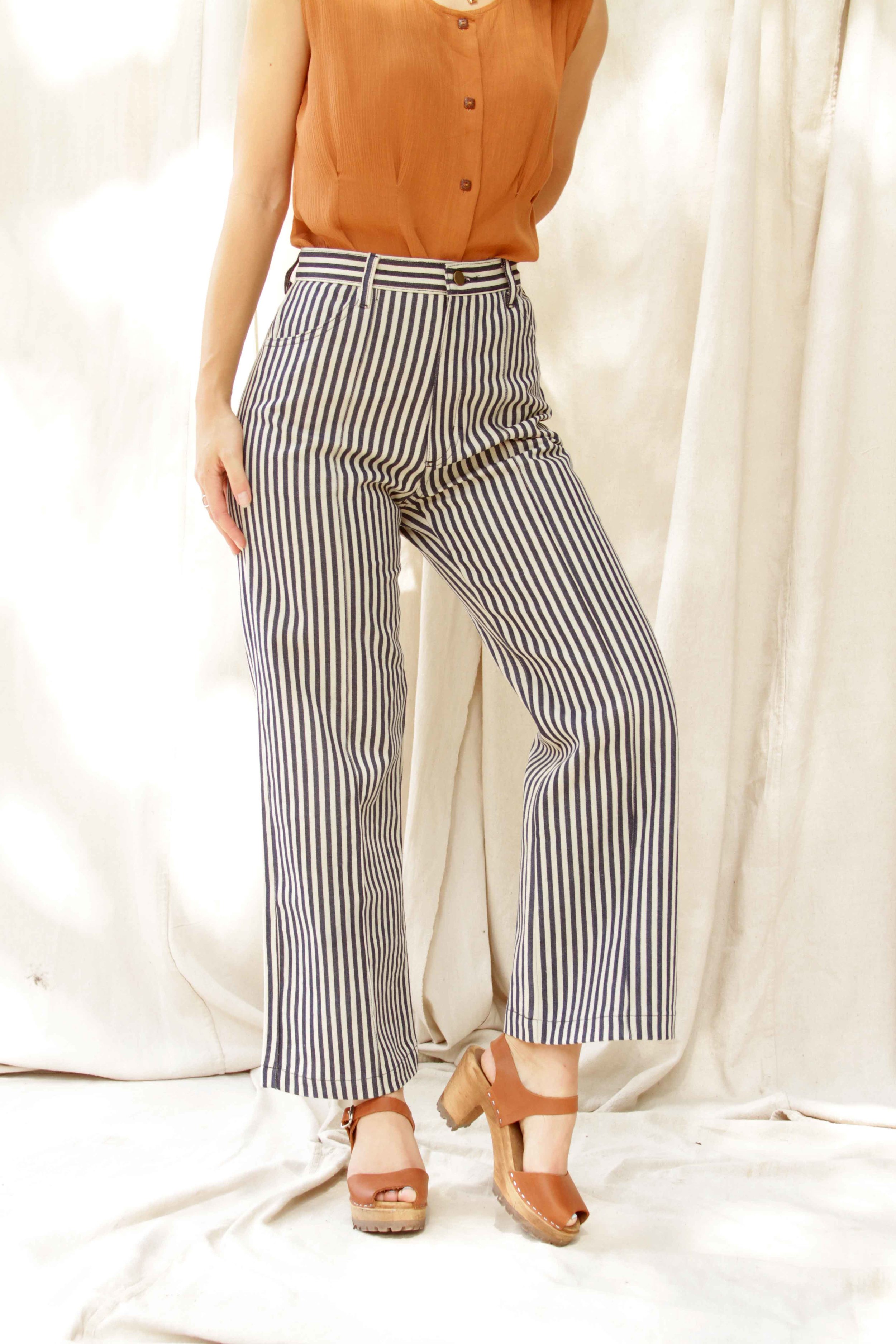 Lykke Wullf El Capitan Pant in Striped Denim