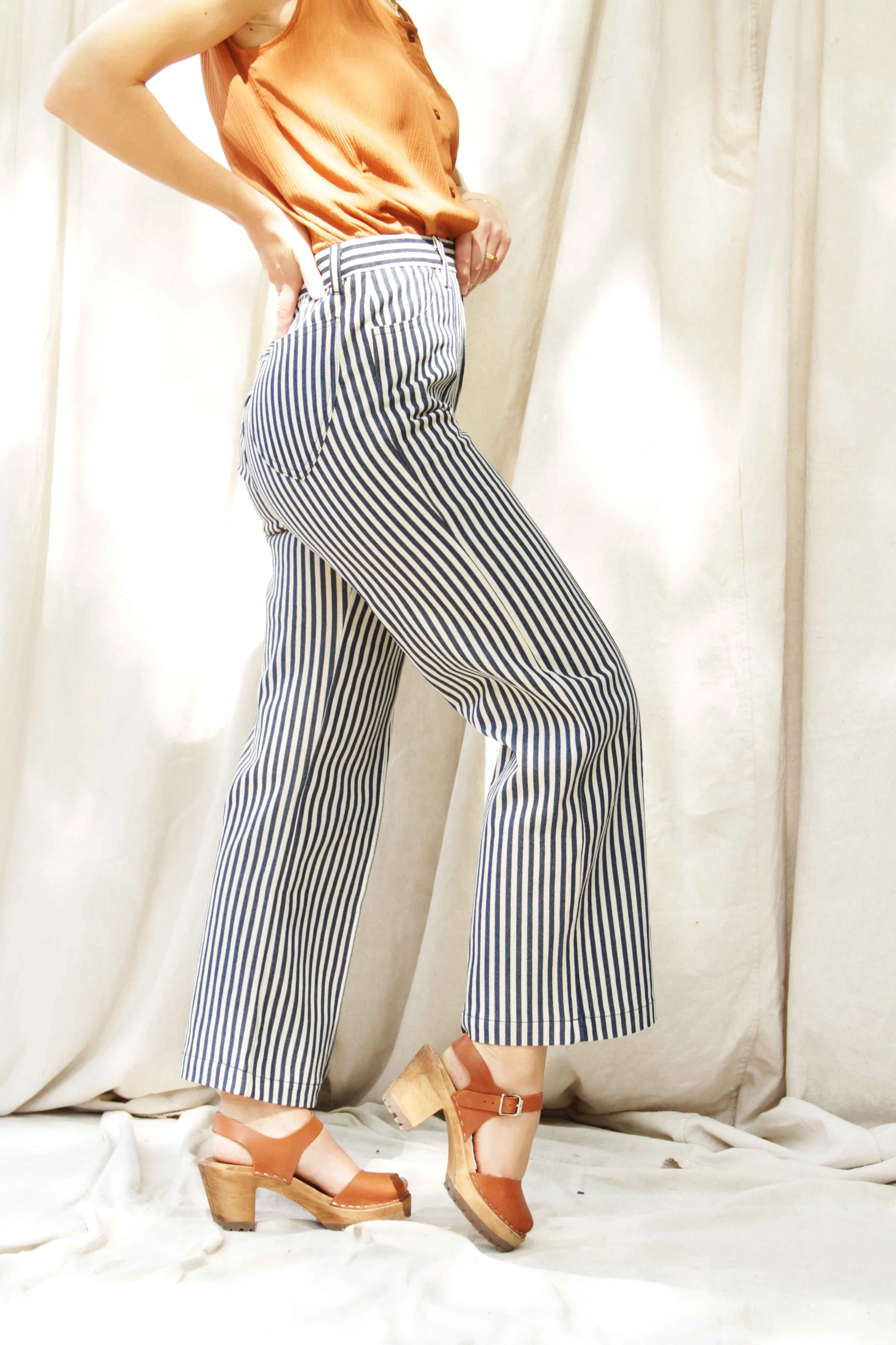 Lykke Wullf El Capitan Pant in Striped Denim