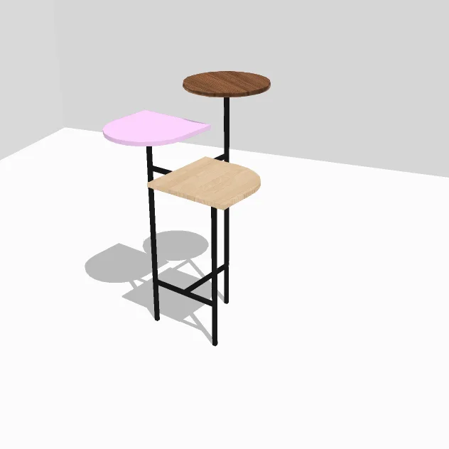 Aata side table, design by Myriam Rigaud, interior design, woodworking, montréal, memphis design
