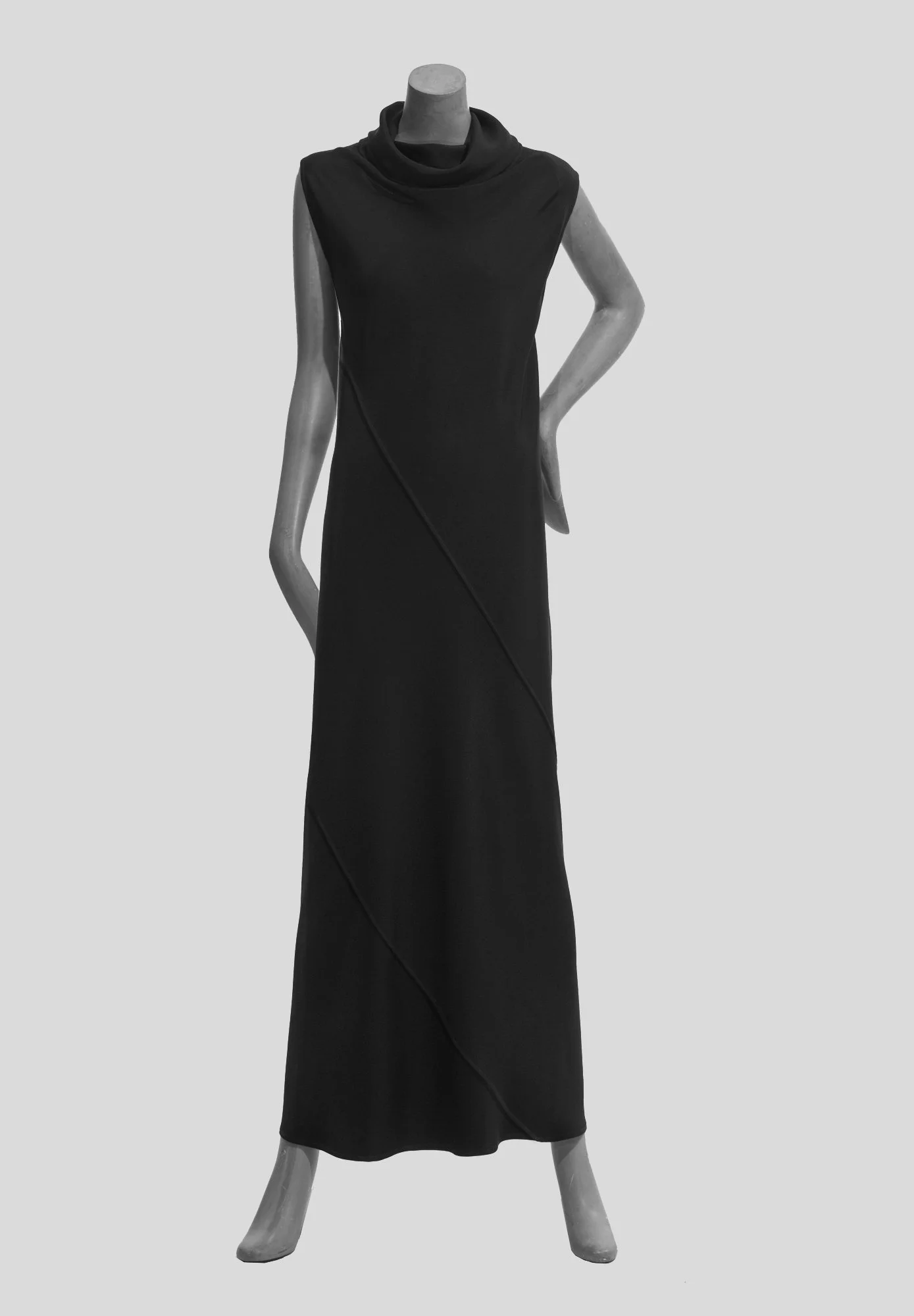 Bias Spiral Cowl-Neck Sleeveless Dress Long