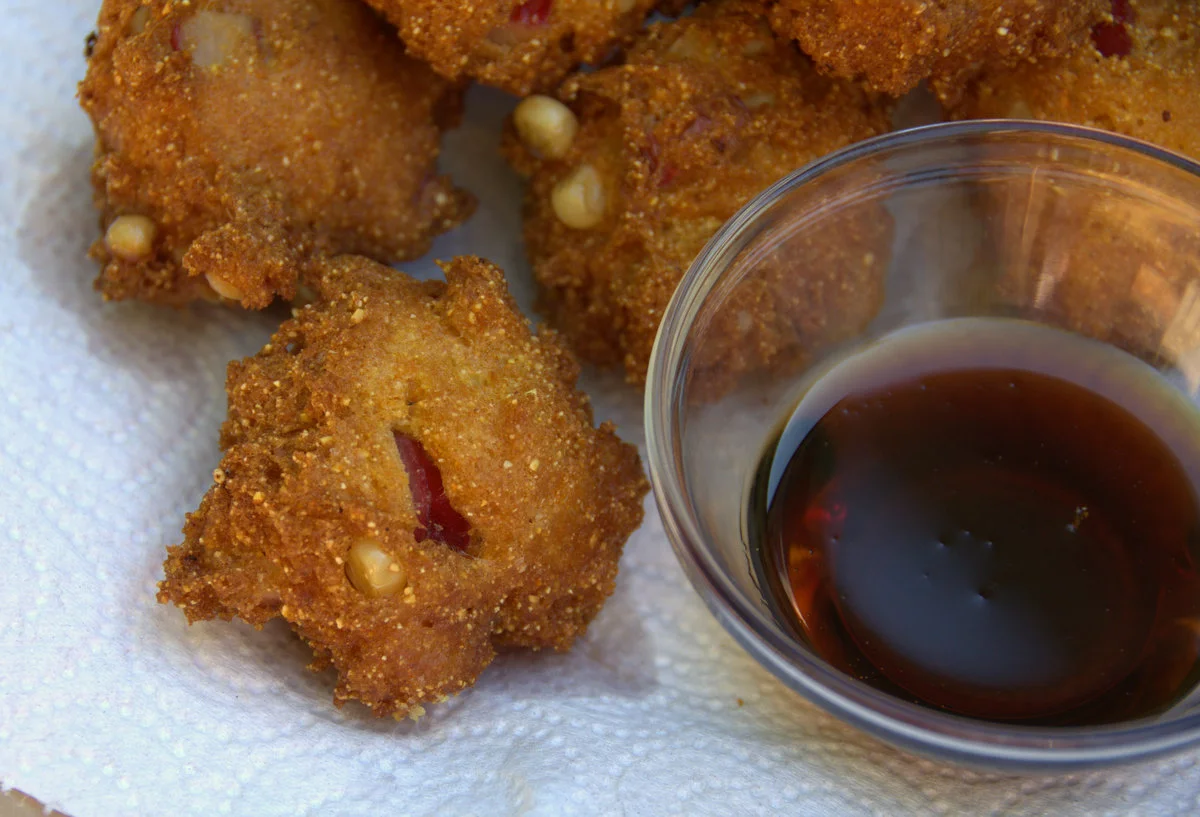 Corn-Rhubarb Hush Puppies