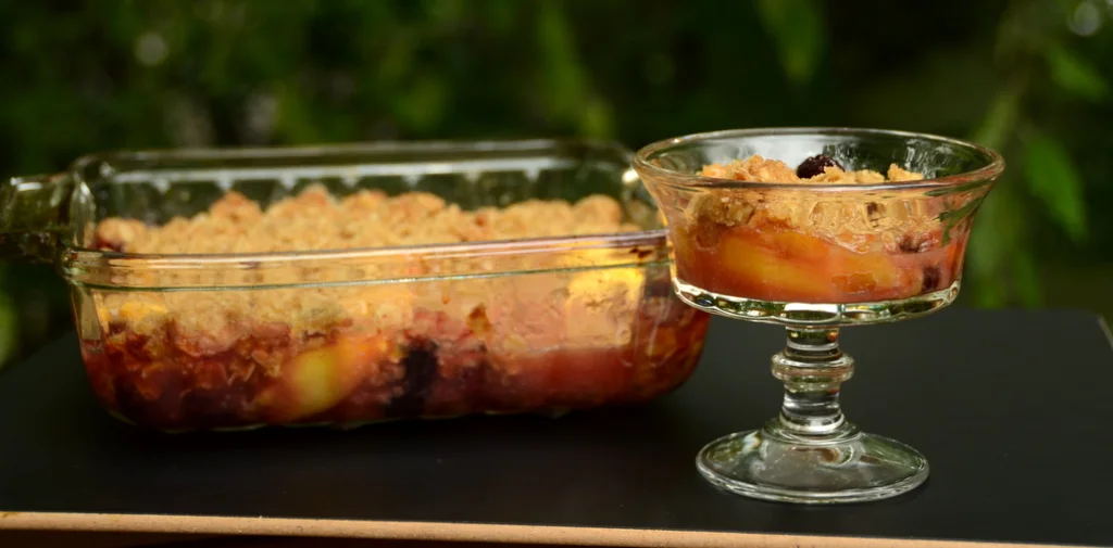 Blackberry and Peach Crisp with Sage-infused Brown Butter Topping